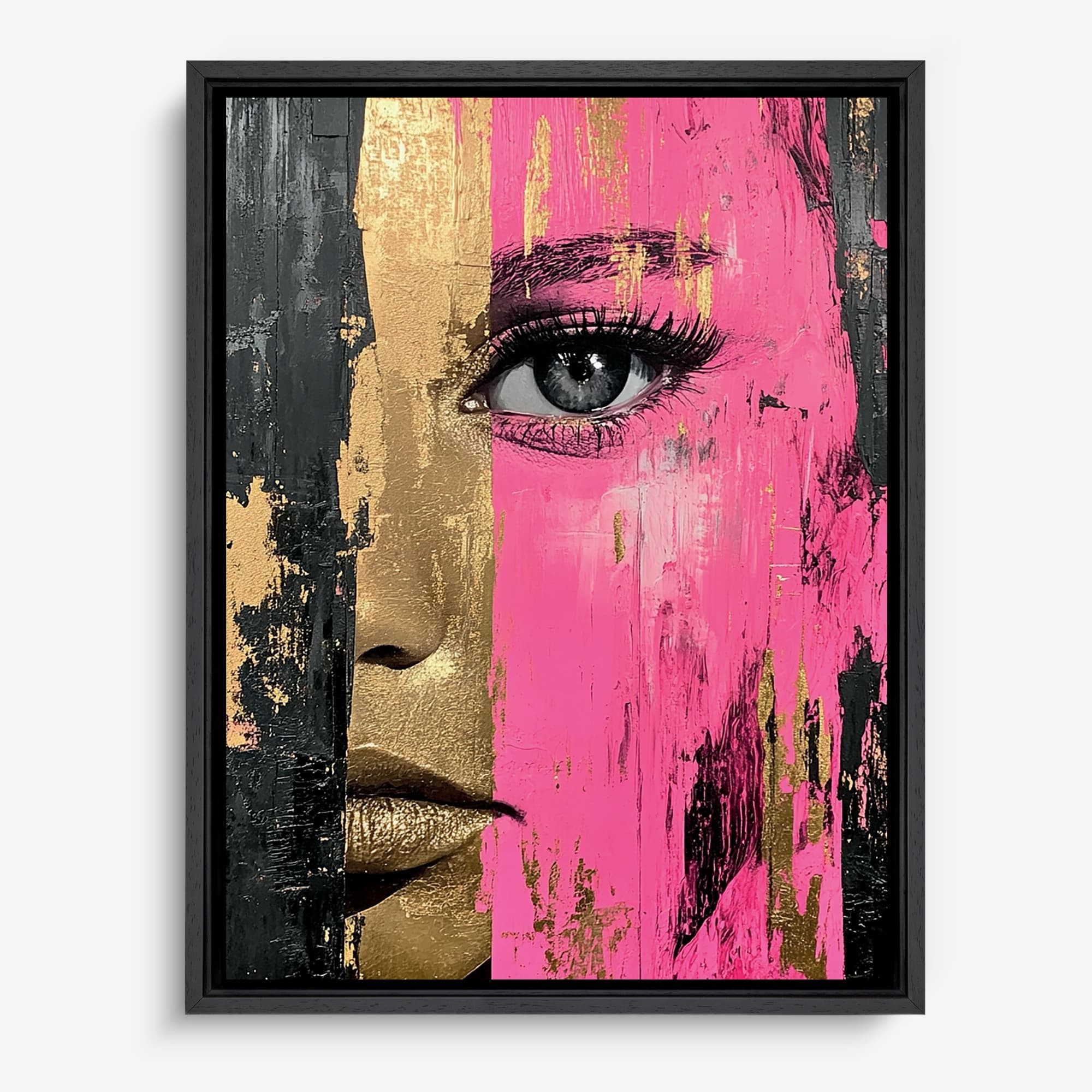 Pink Gold Portrait Canvas schilderij