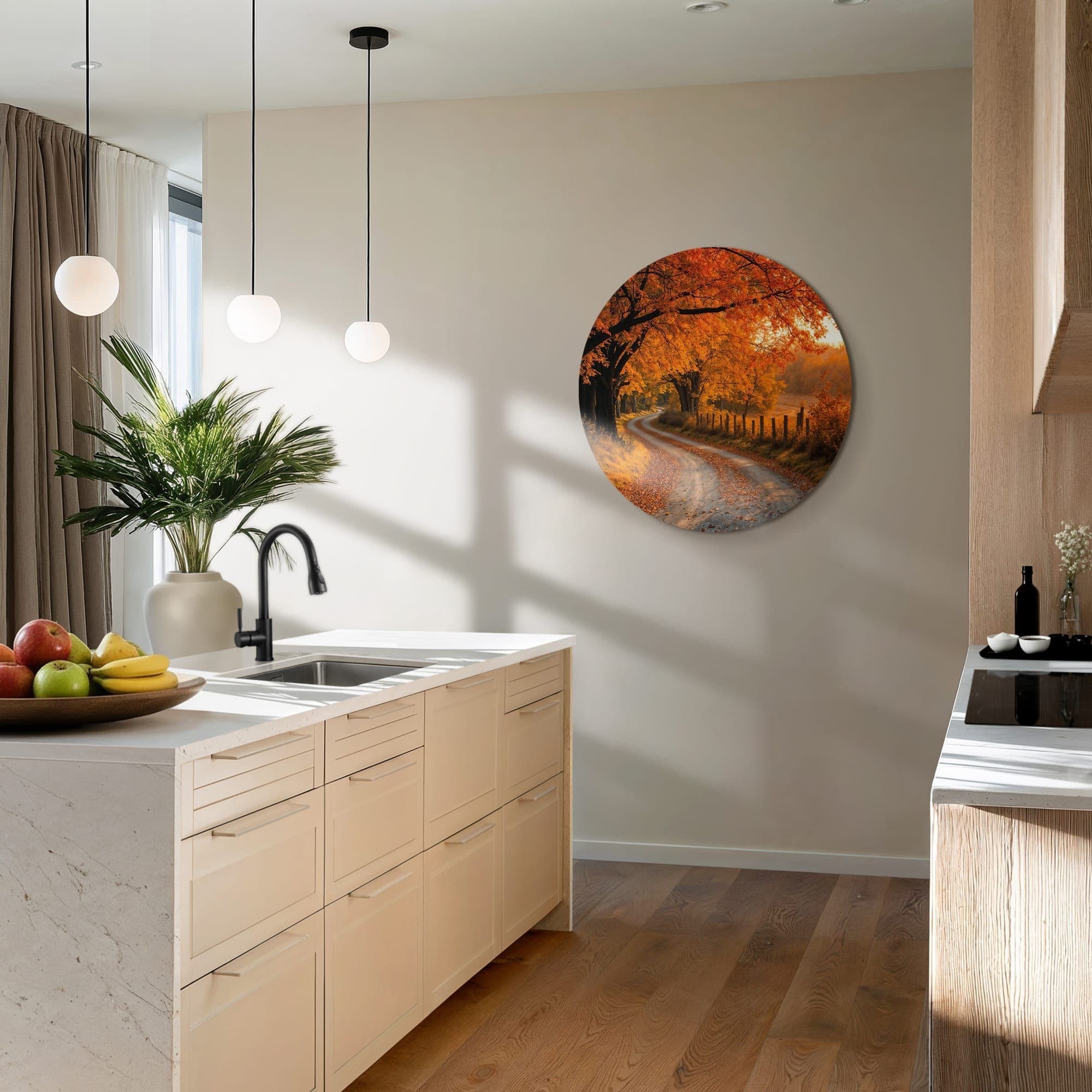 Autumn Curve Muurcirkel, sfeer keuken met planten