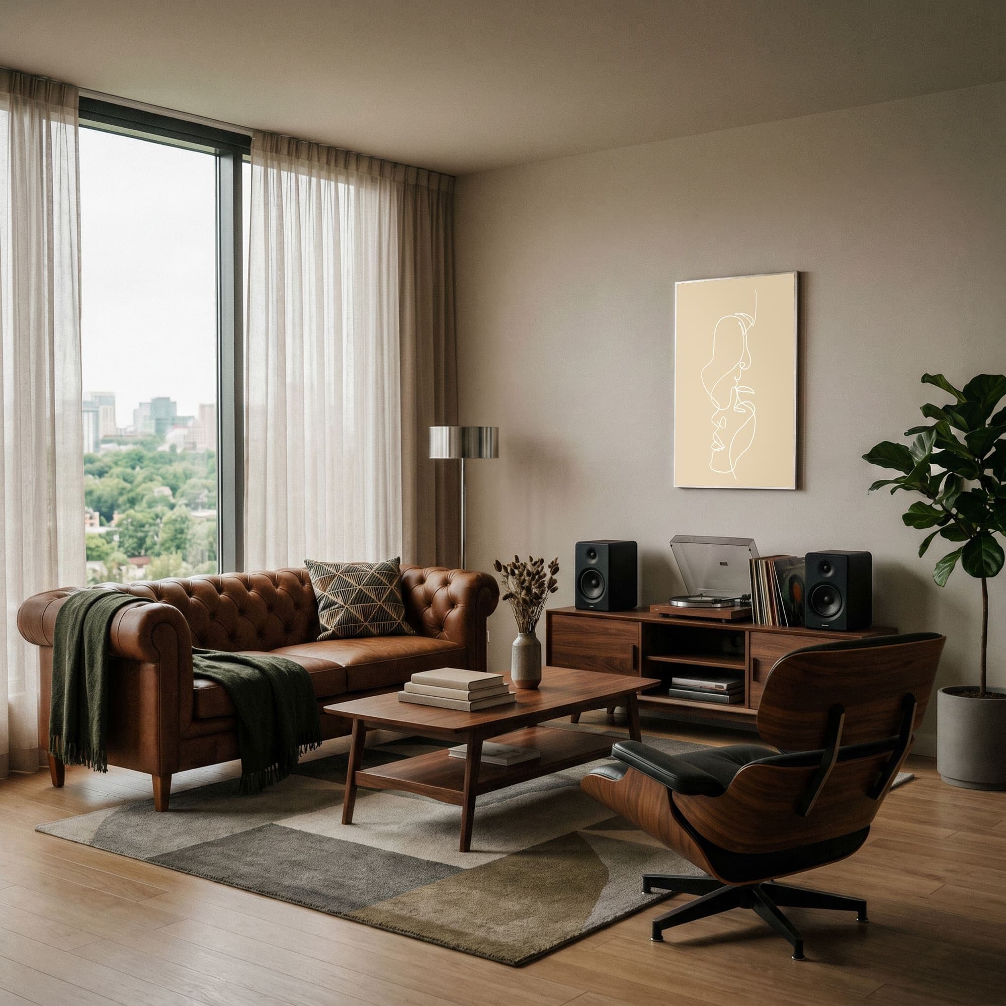 Line Art Silhouet, sfeer woonkamer