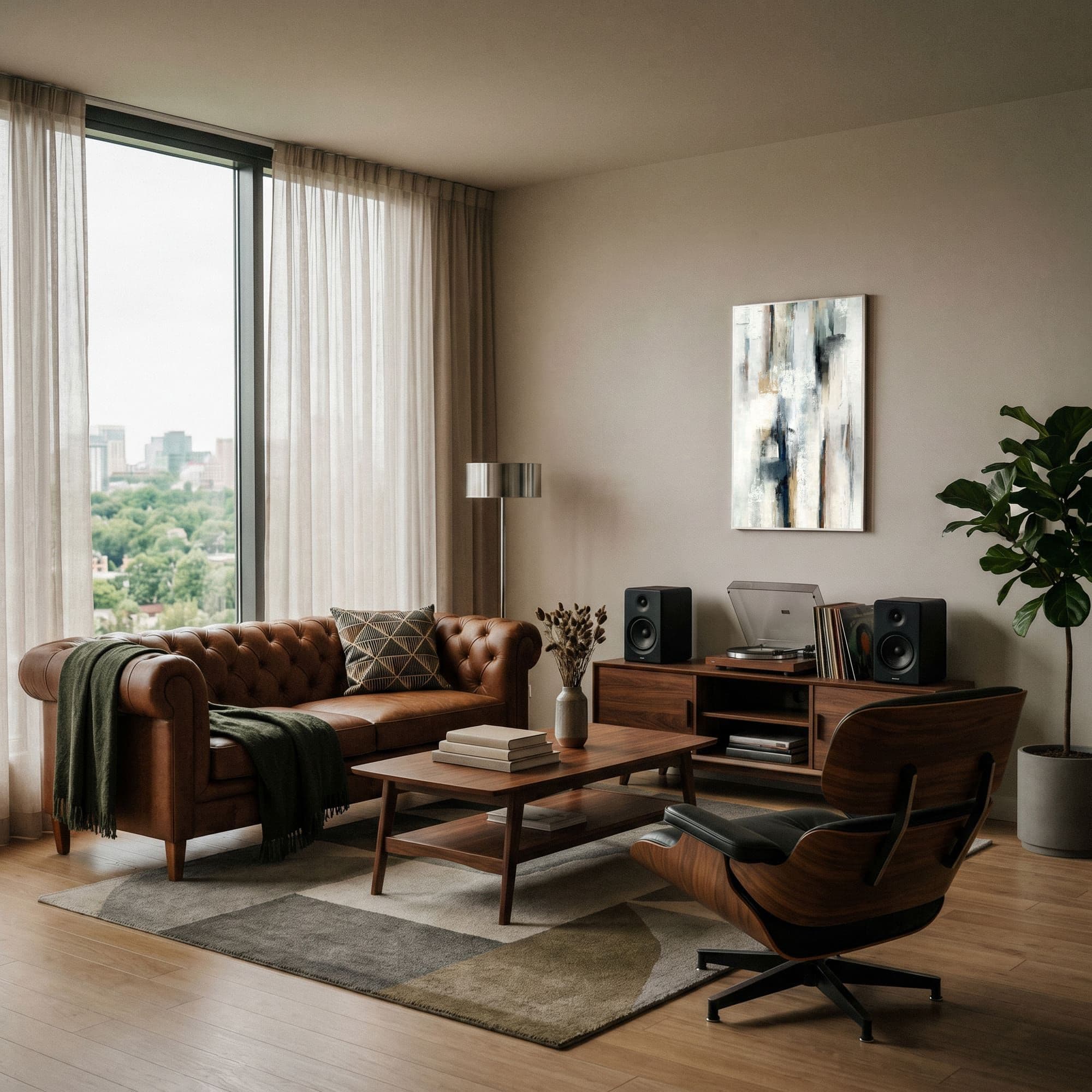 Abstract Grijs Verf, sfeer woonkamer