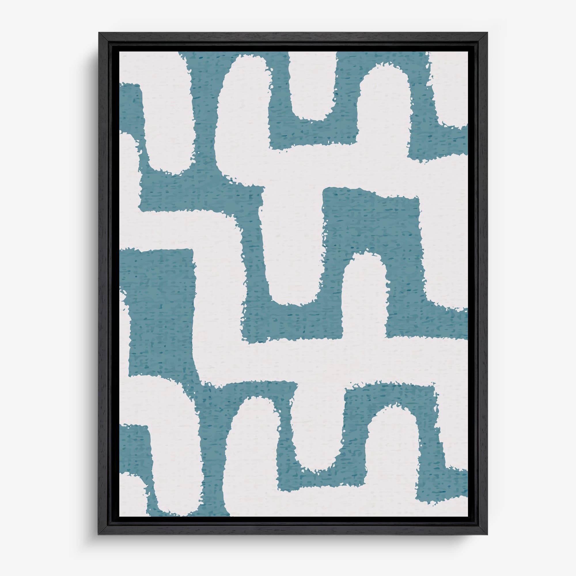 Japandi Maze Teal Canvas schilderij