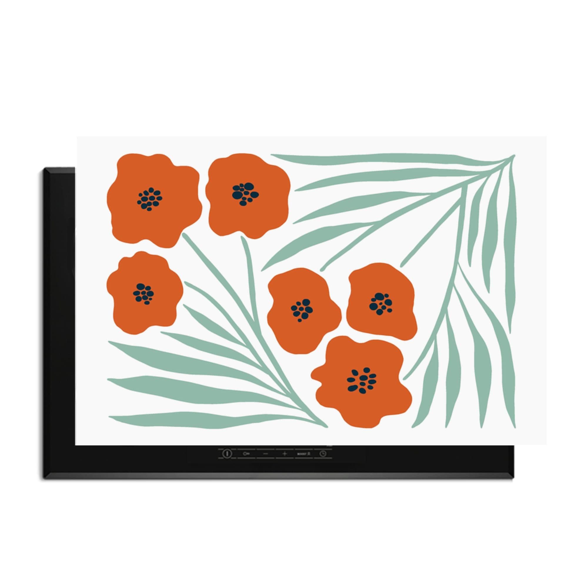 Botanical Poppy Bloom Inductiebeschermer