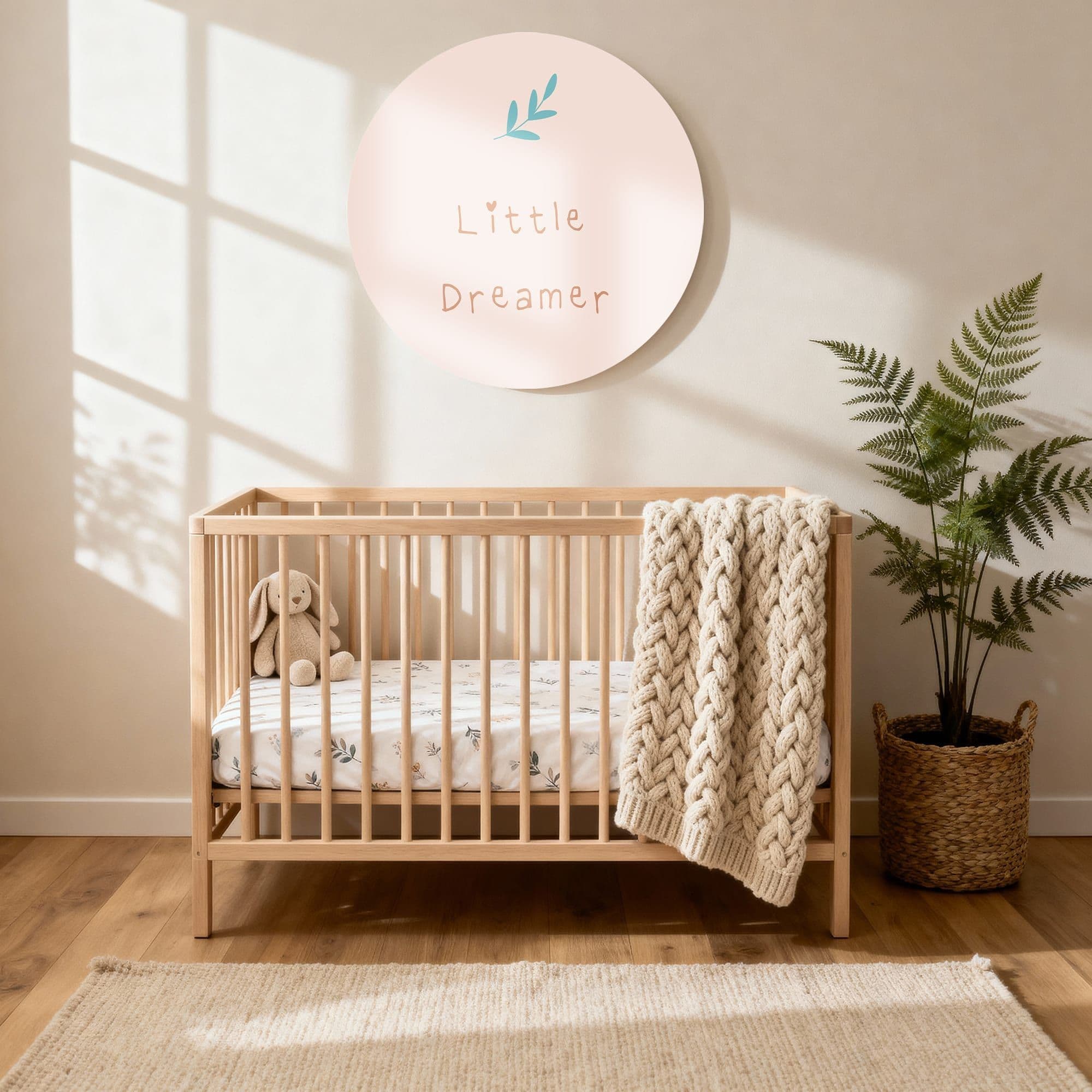 Little Dreamer Twijg Muurcirkel, sfeer kinderkamer met ledikant