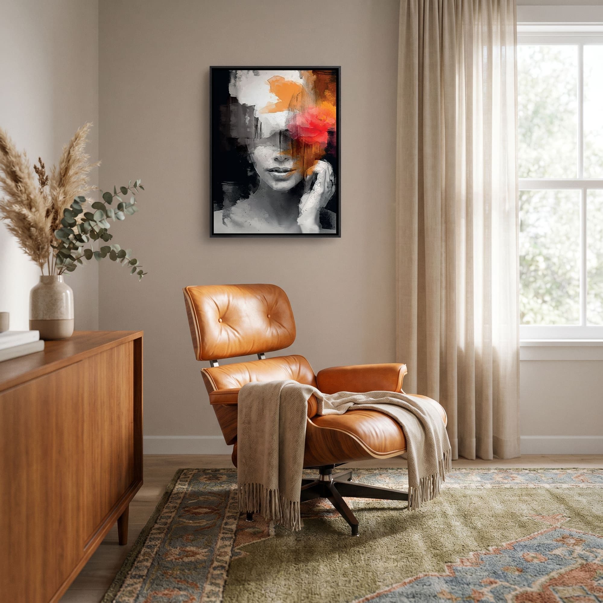 Abstract Portret Vuur Canvas schilderij, sfeer woonkamer