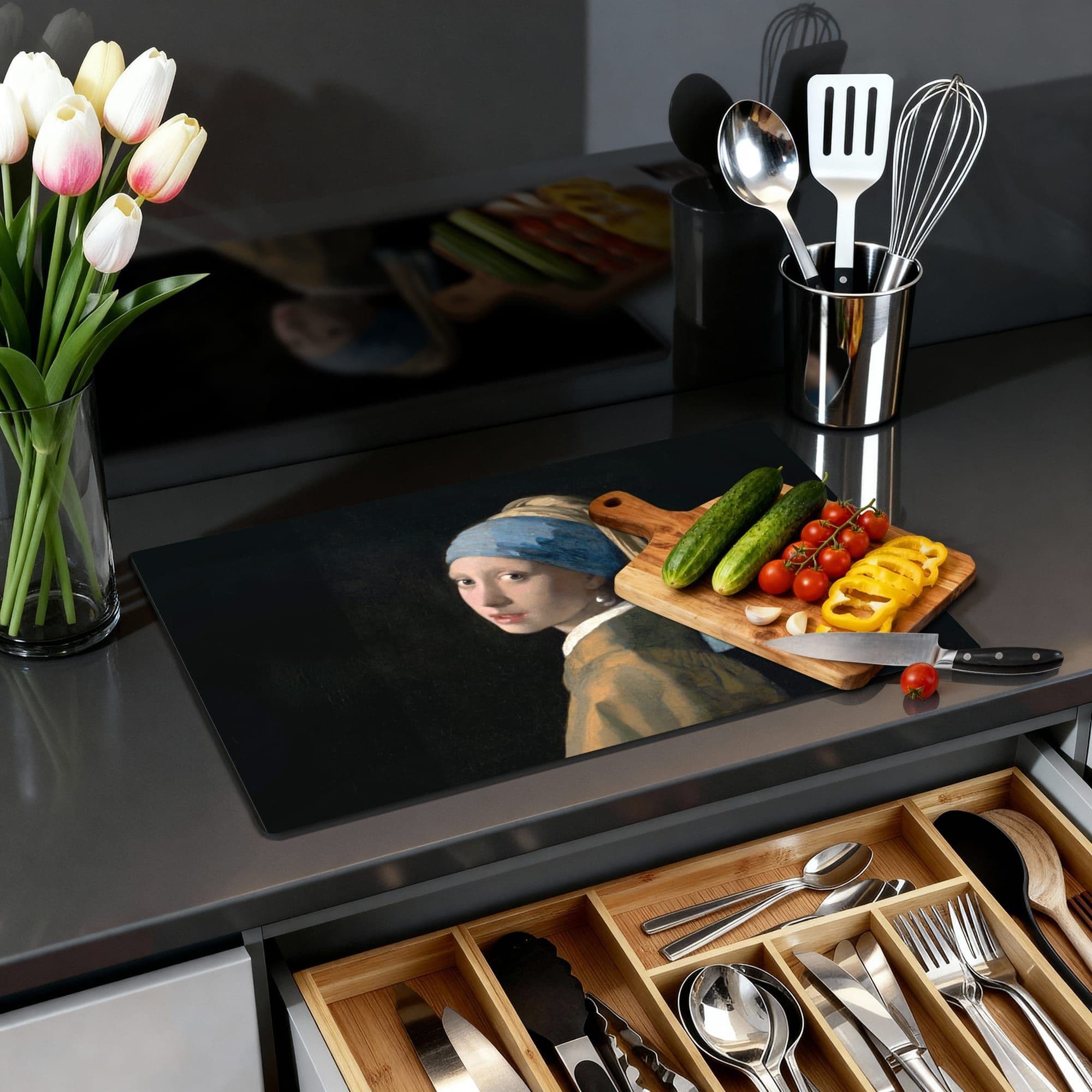 Meisje met de Parel Inductiebeschermer, sfeer detail