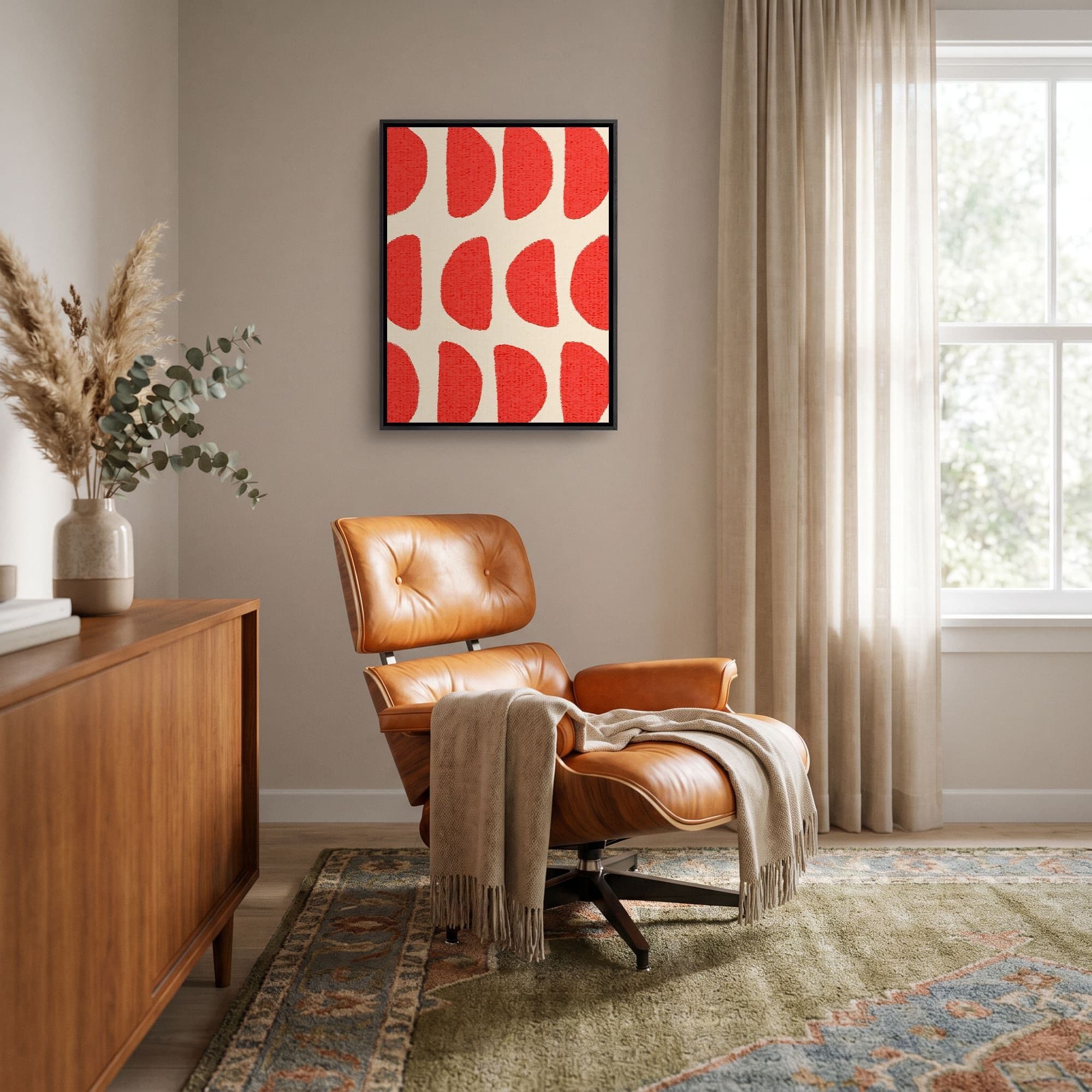 Citrus Wave Rood Canvas schilderij, sfeer woonkamer