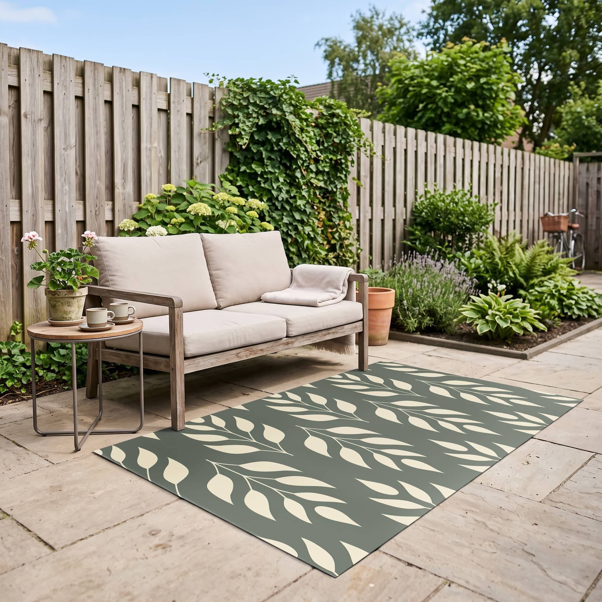 Botanic Leaf Sage Buitenkleed, sfeer tuin