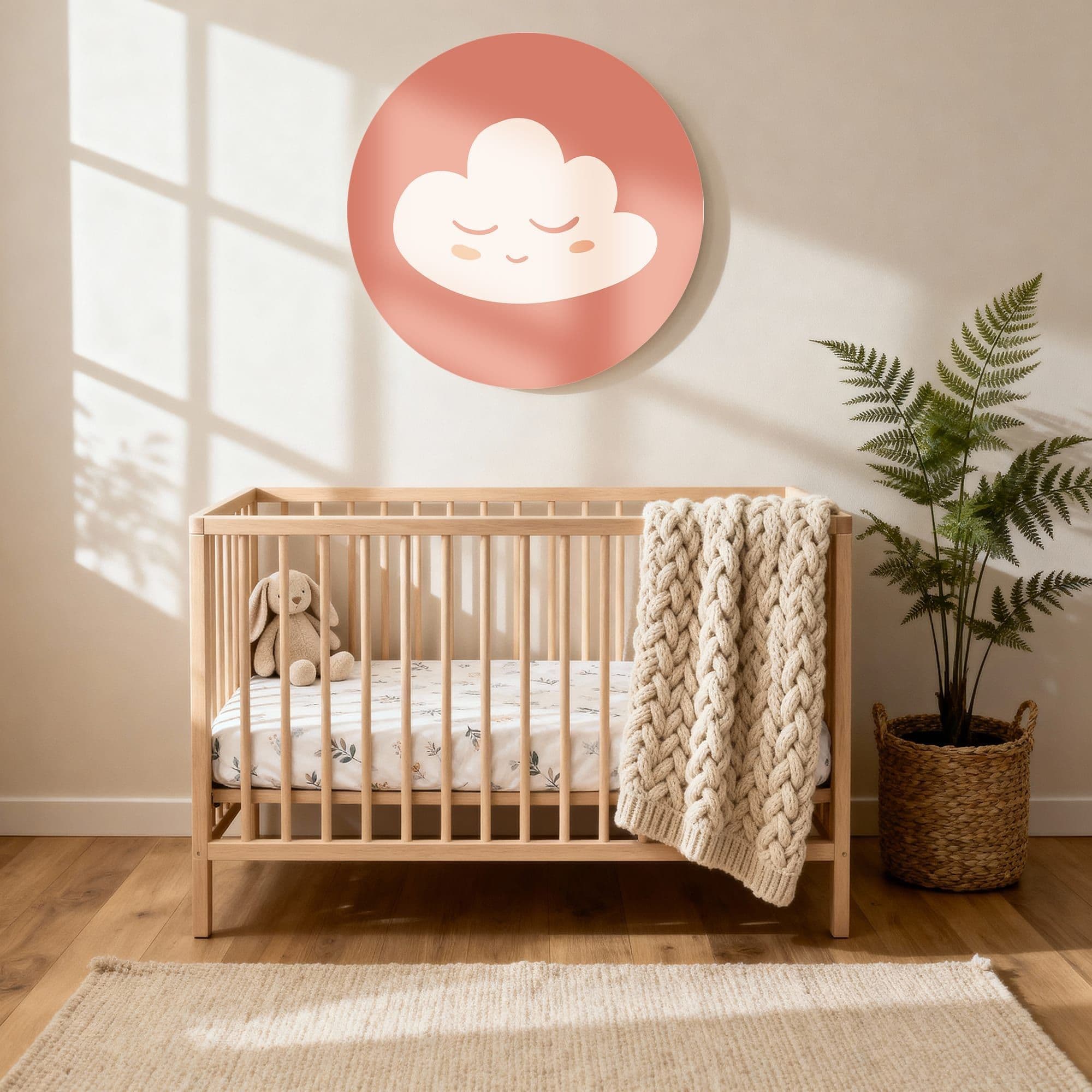 Sleepy Cloud Muurcirkel, sfeer kinderkamer met ledikant
