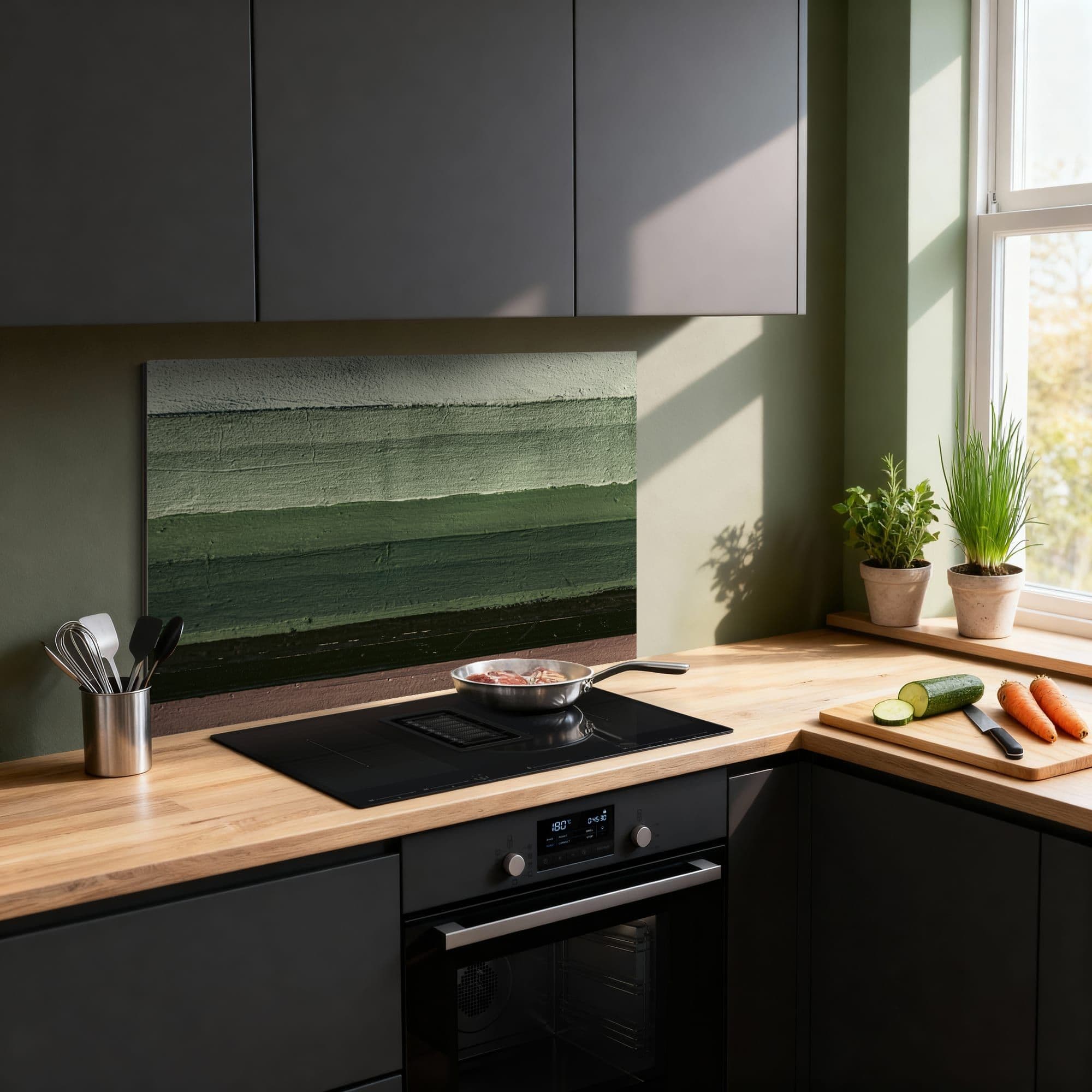 Sage Horizon Bands Spatscherm, sfeer modern