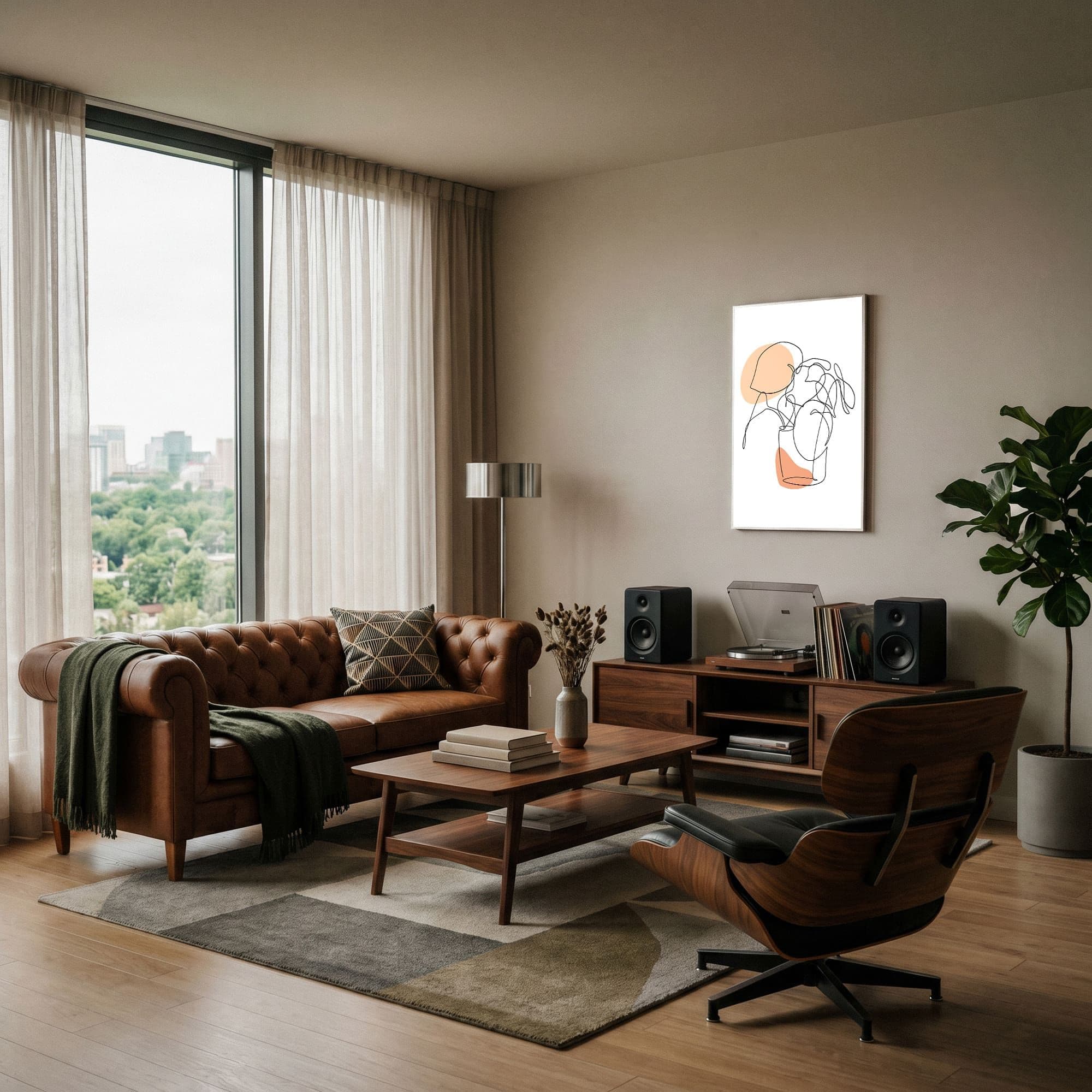 Botanical Line Art, sfeer woonkamer