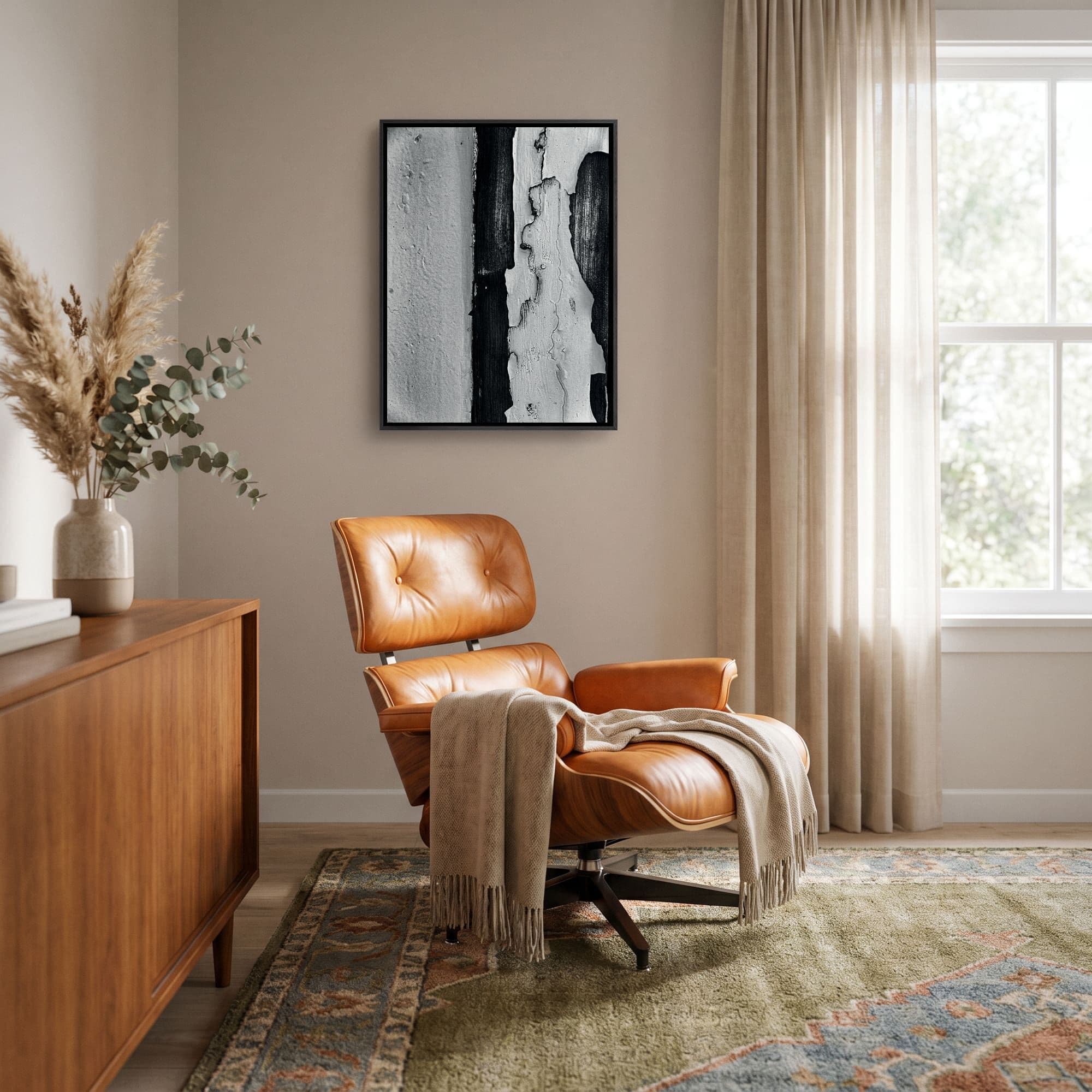 Weathered Bark Contrast Canvas schilderij, sfeer woonkamer
