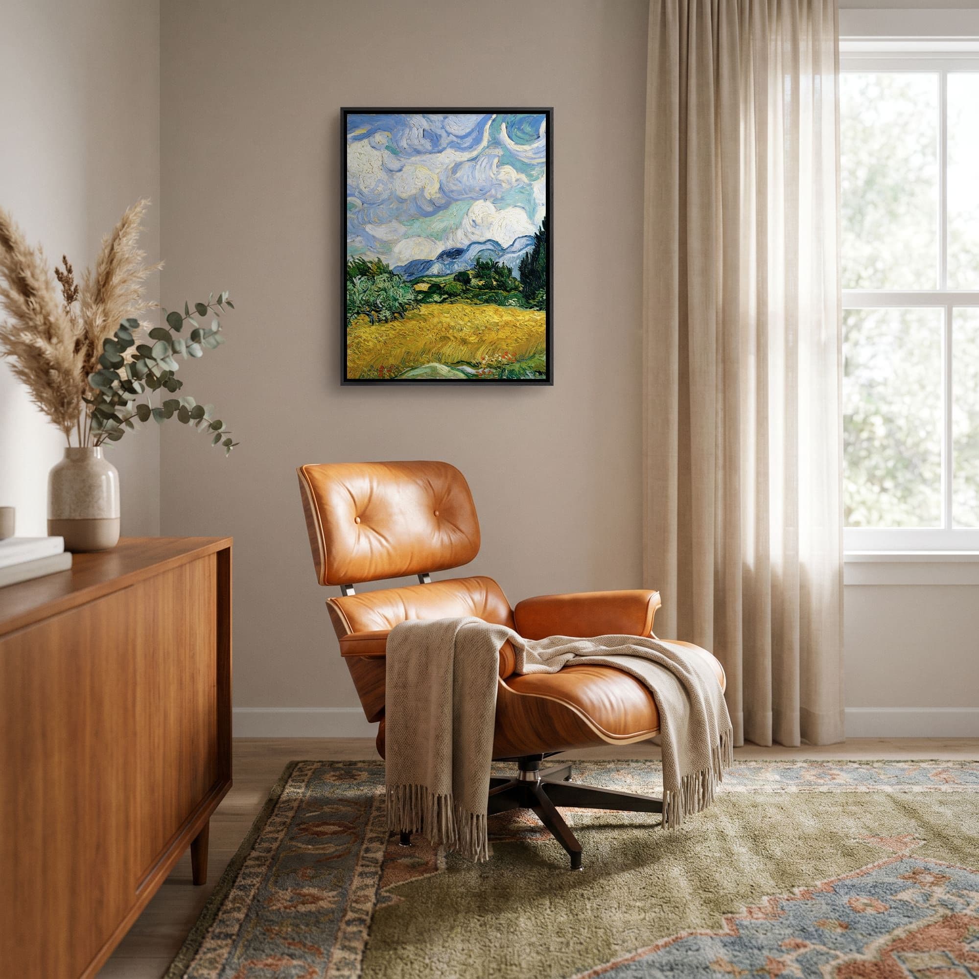 Korenveld met cipressen - Vincent van Gogh Canvas schilderij, sfeer woonkamer