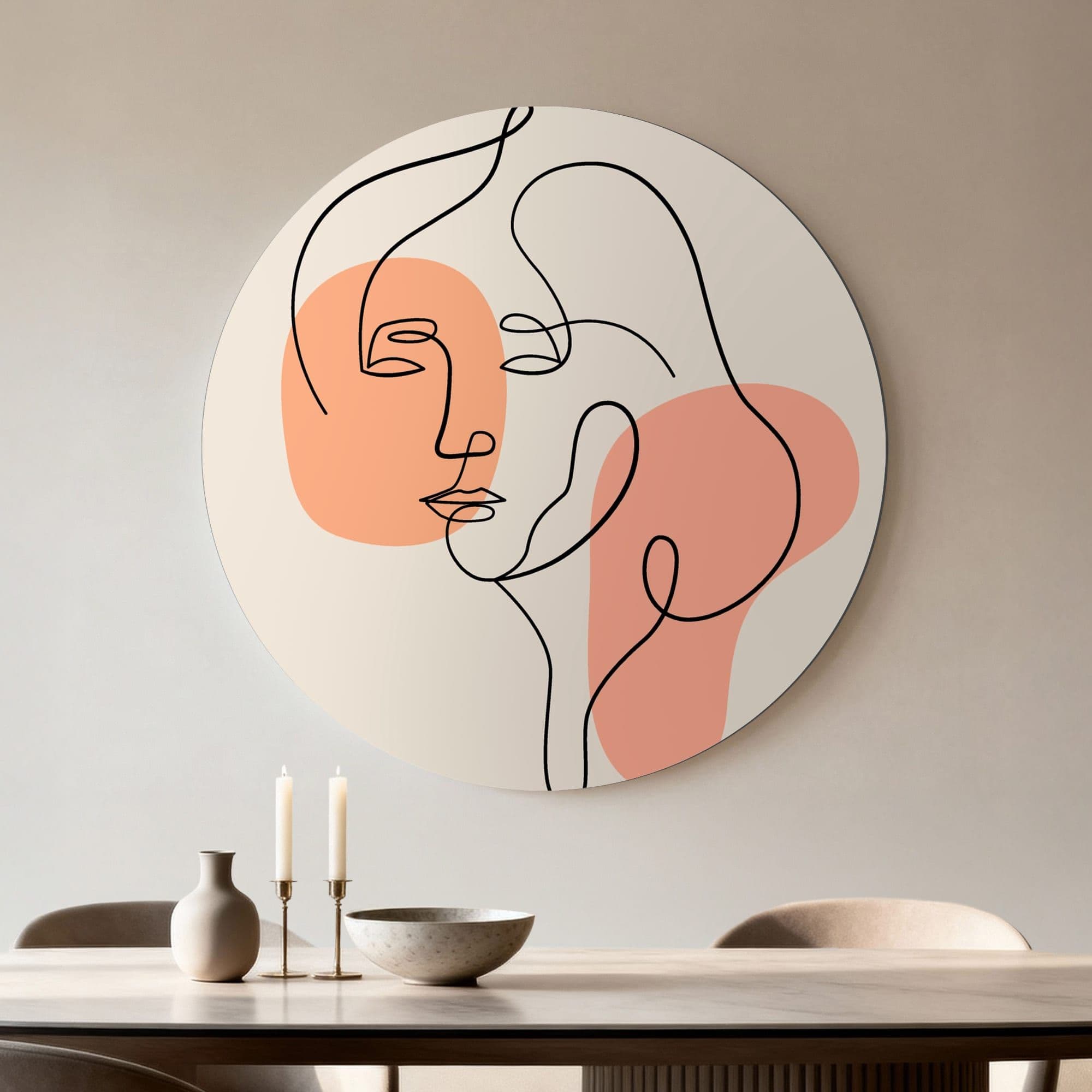 Abstract Line Face Muurcirkel