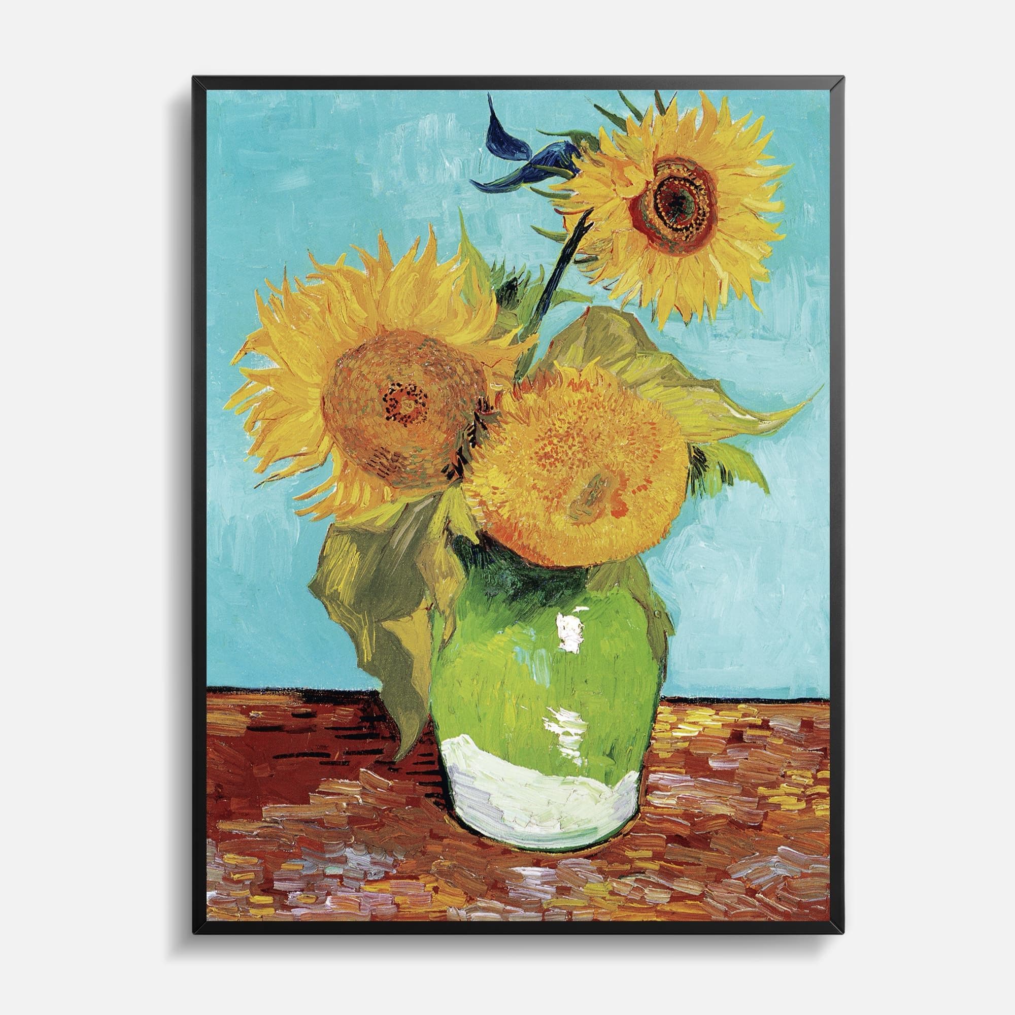 Vaas met drie zonnebloemen - Vincent van Gogh