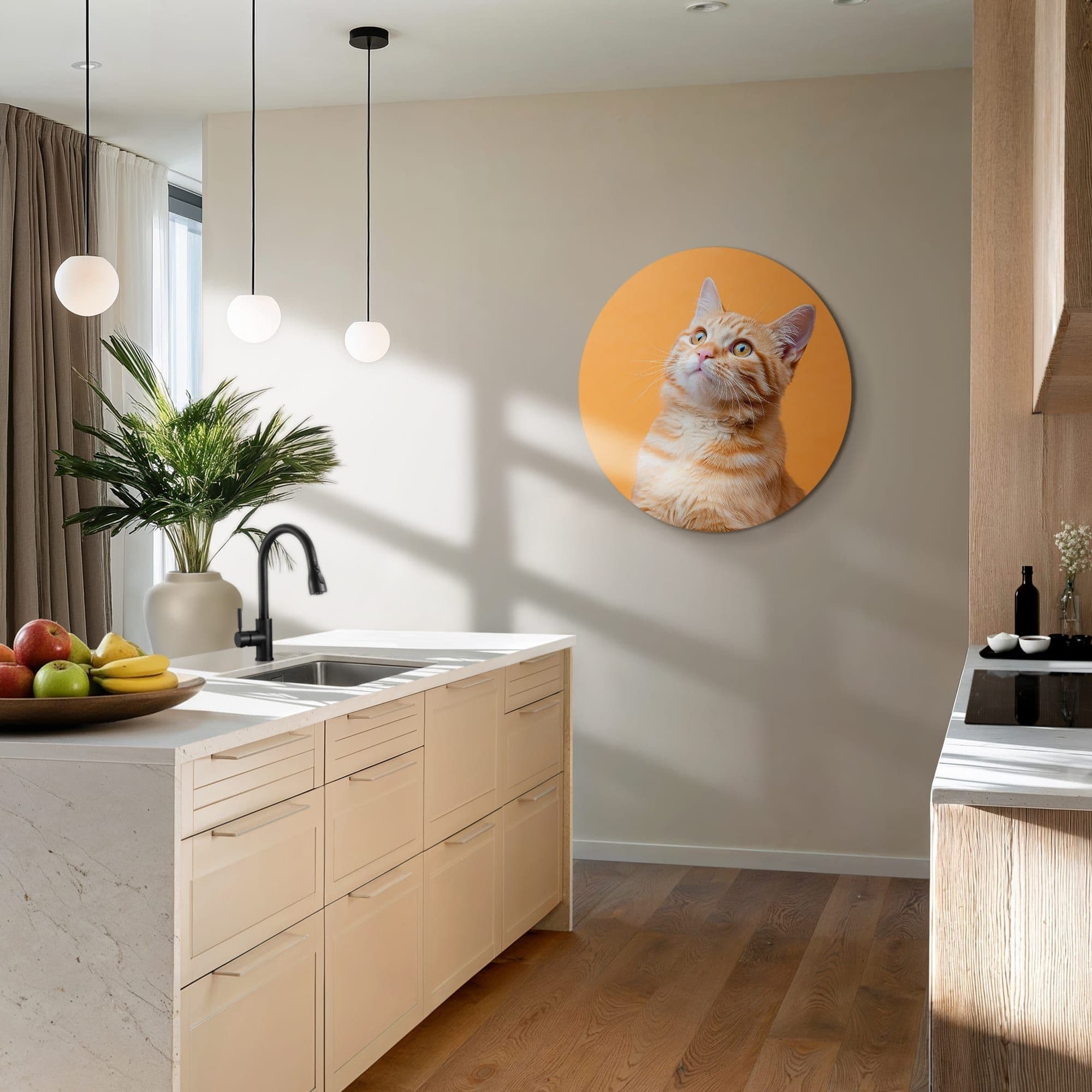 Amber Pop Muurcirkel, sfeer keuken met planten