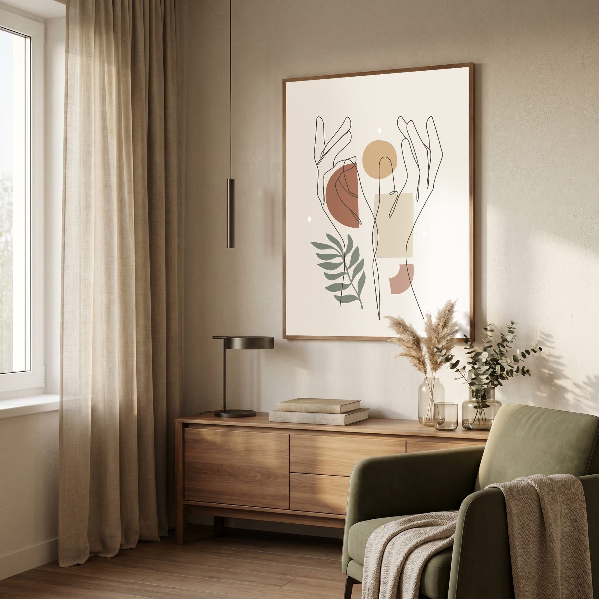 Abstract Line Hands, sfeer woonkamer