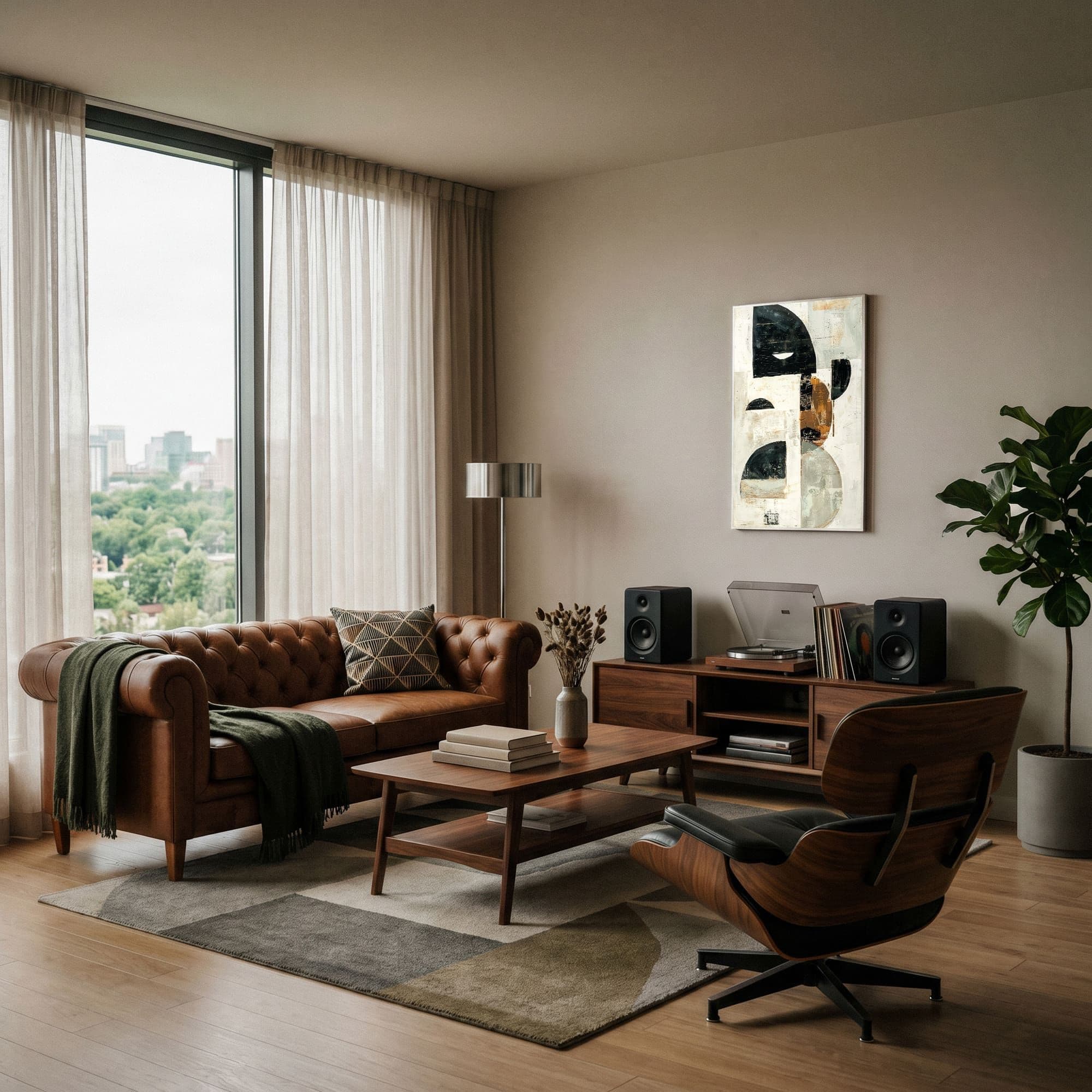 Abstract Eclipse Gold, sfeer woonkamer