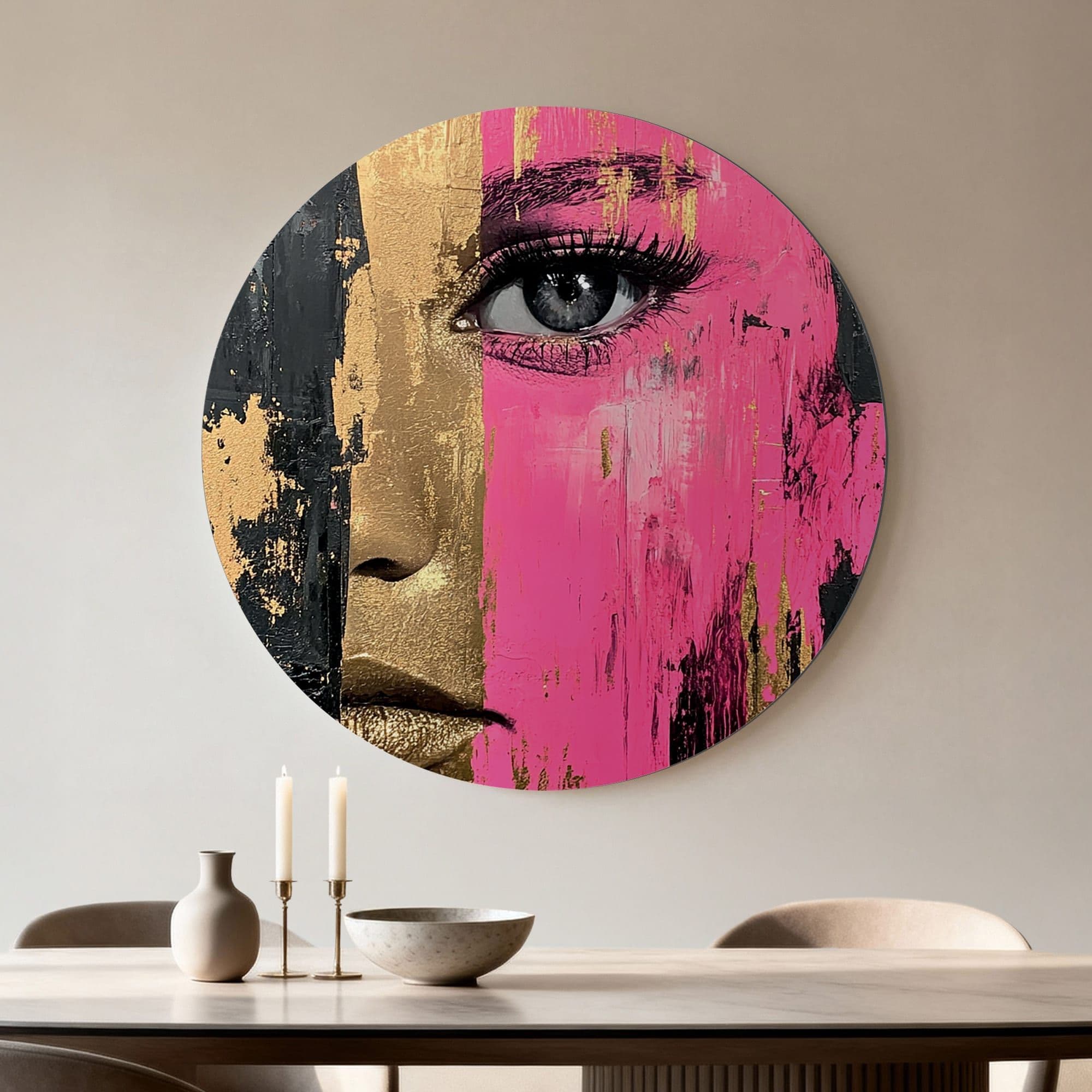Pink Gold Portrait Muurcirkel