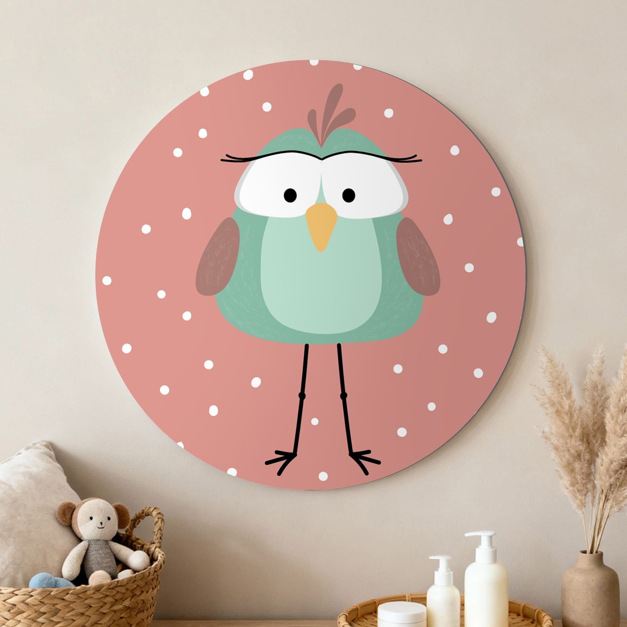 Grappig Vogeltje Roze Muurcirkel