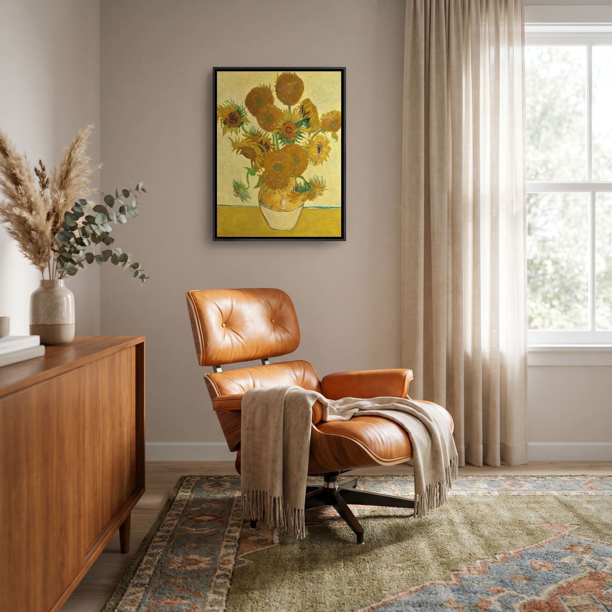 Zonnebloemen - Vincent van Gogh Canvas schilderij, sfeer woonkamer