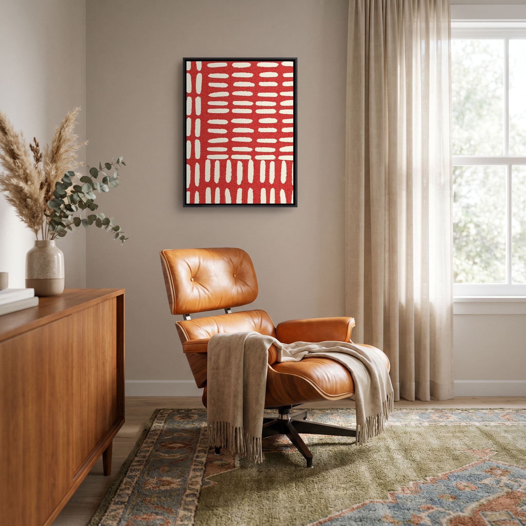 Coral Weave Stripe Canvas schilderij, productfoto 1