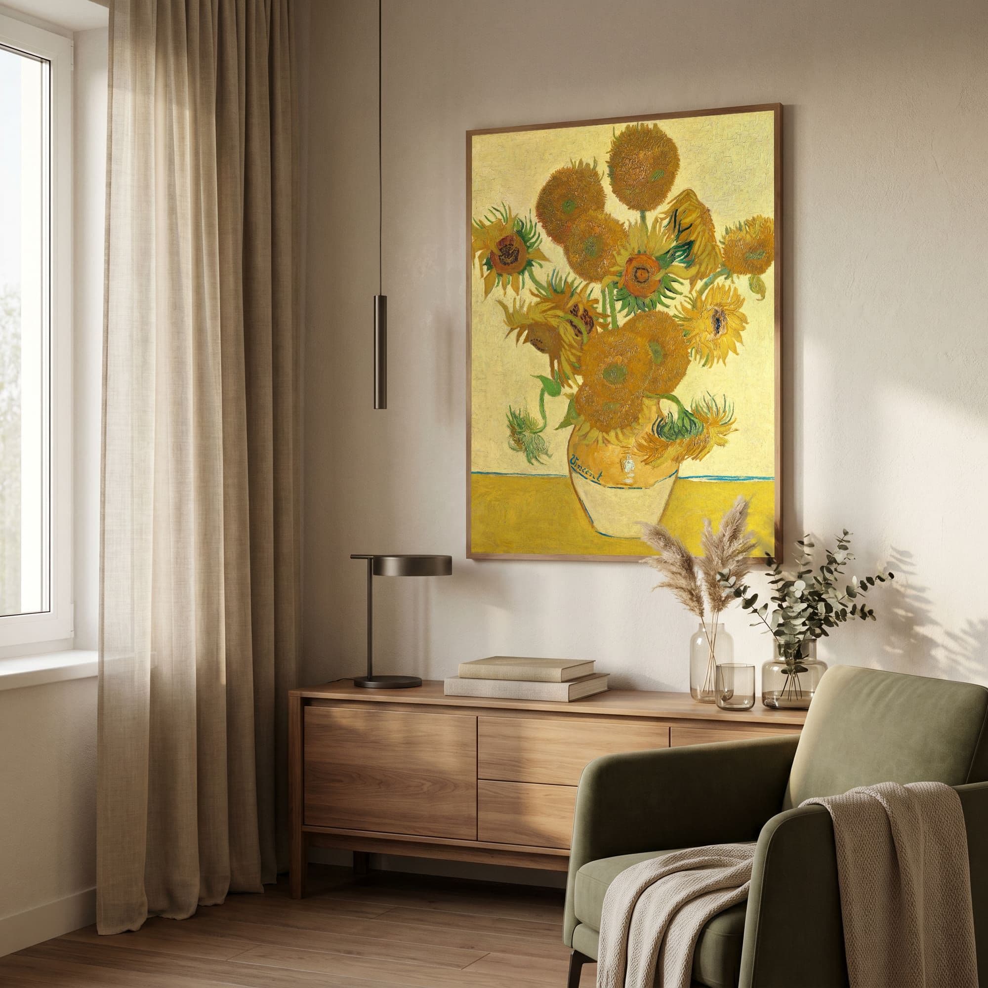 Zonnebloemen - Vincent van Gogh, sfeer woonkamer
