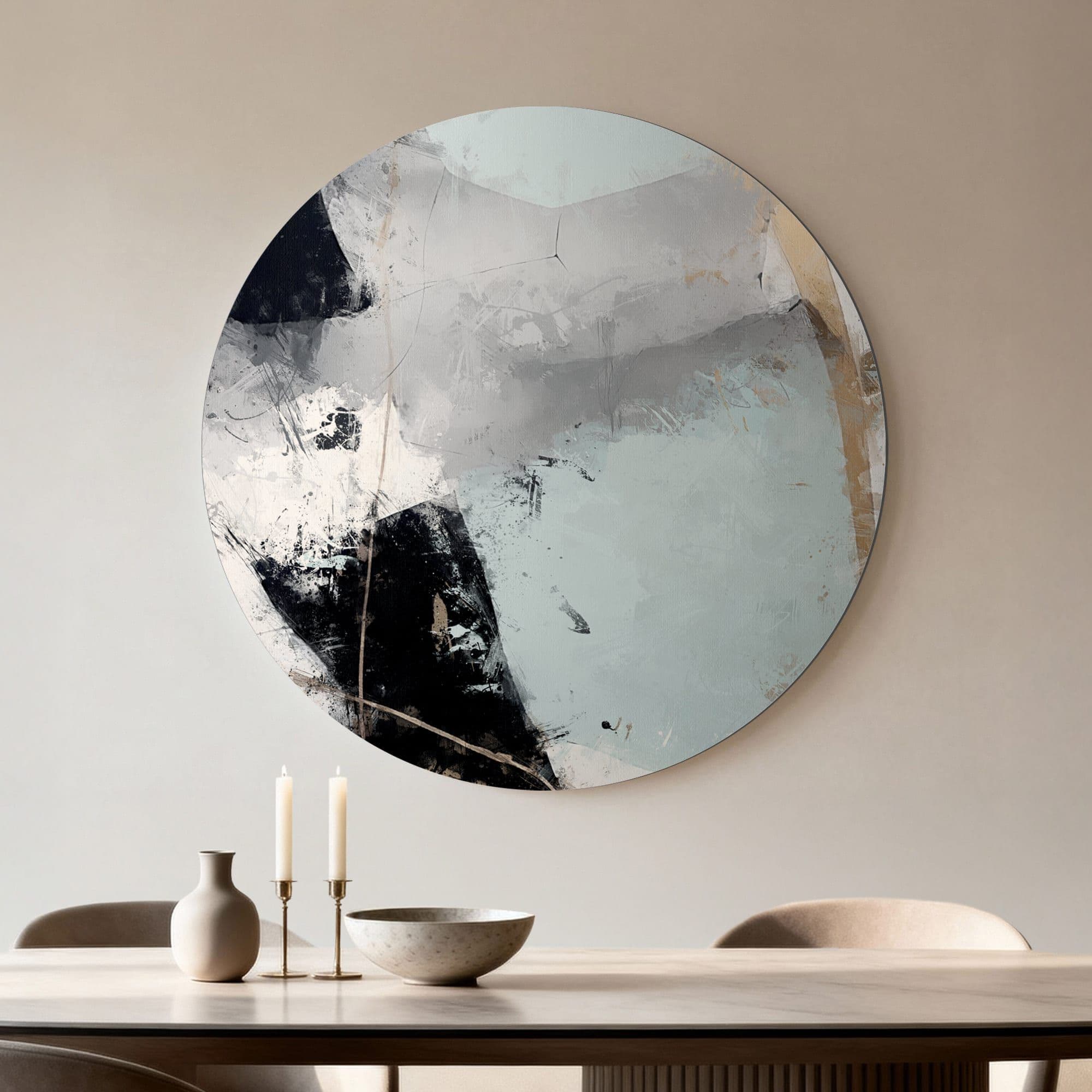 Abstract Zwart Goud Muurcirkel