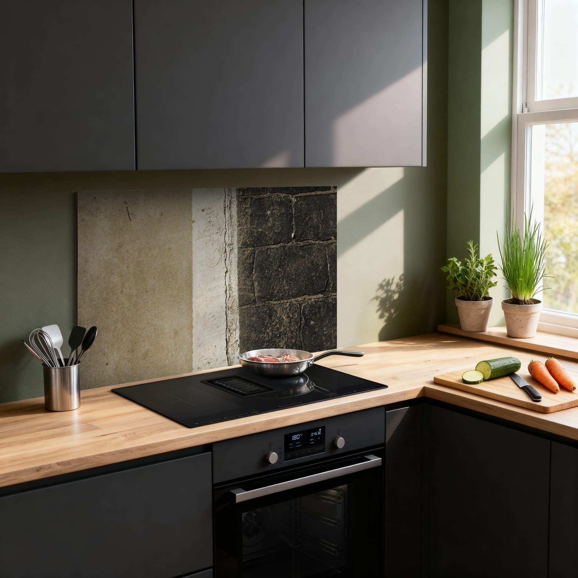 Concrete Triple Stone Spatscherm, sfeer modern