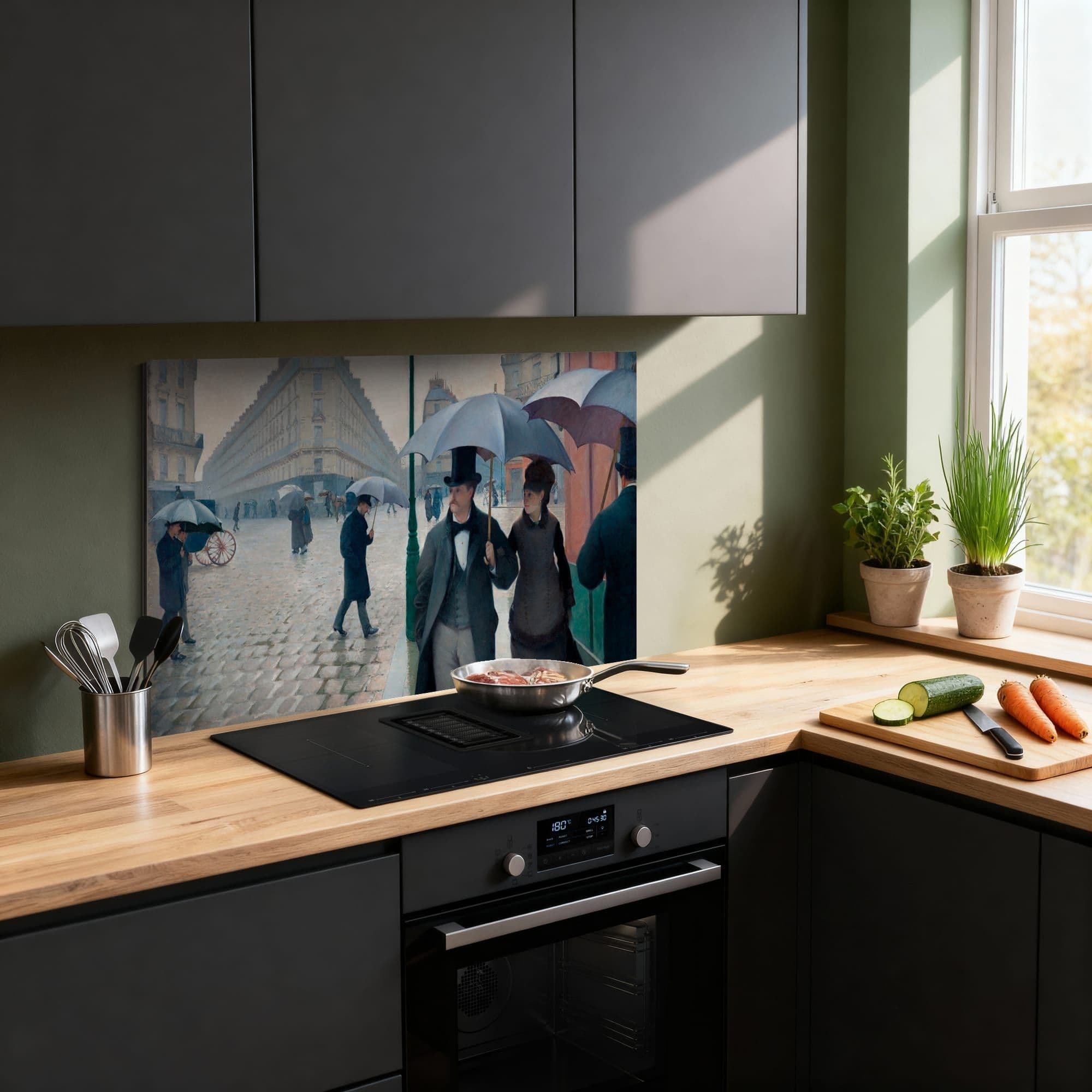 Parijs Regen Straat Spatscherm, sfeer modern