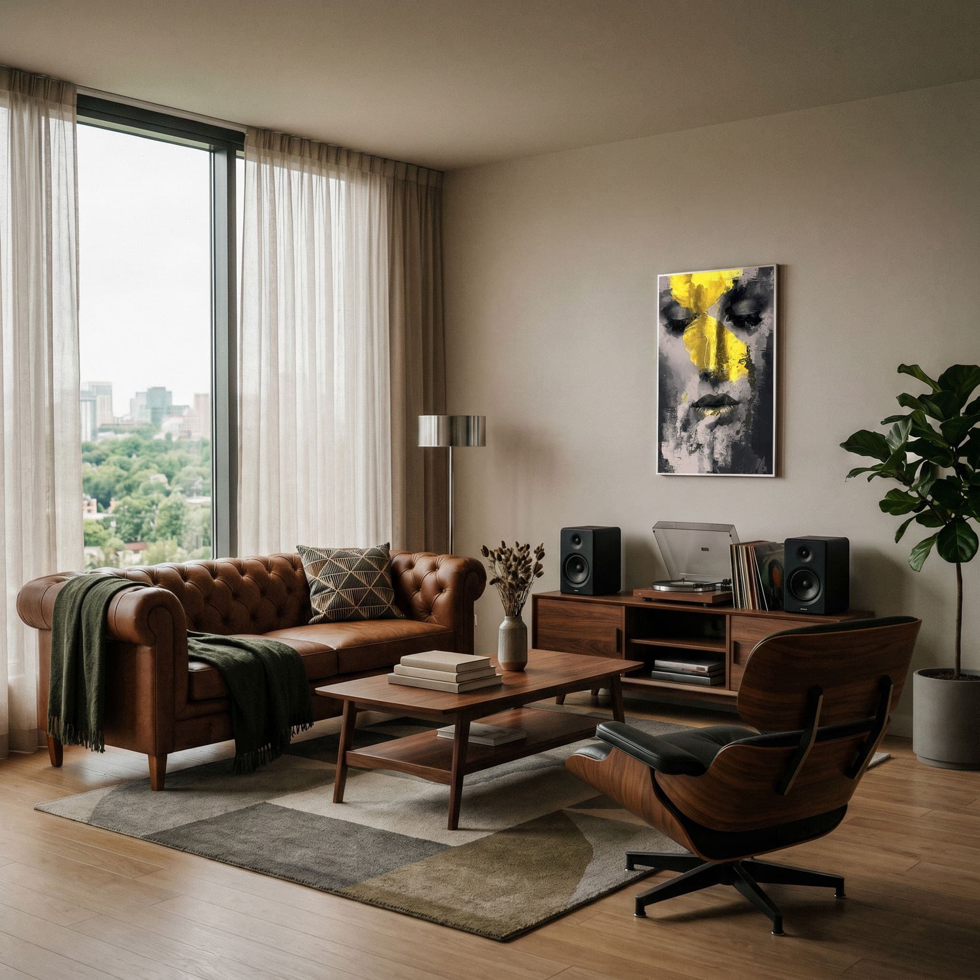 Golden Shadow Portrait, sfeer woonkamer