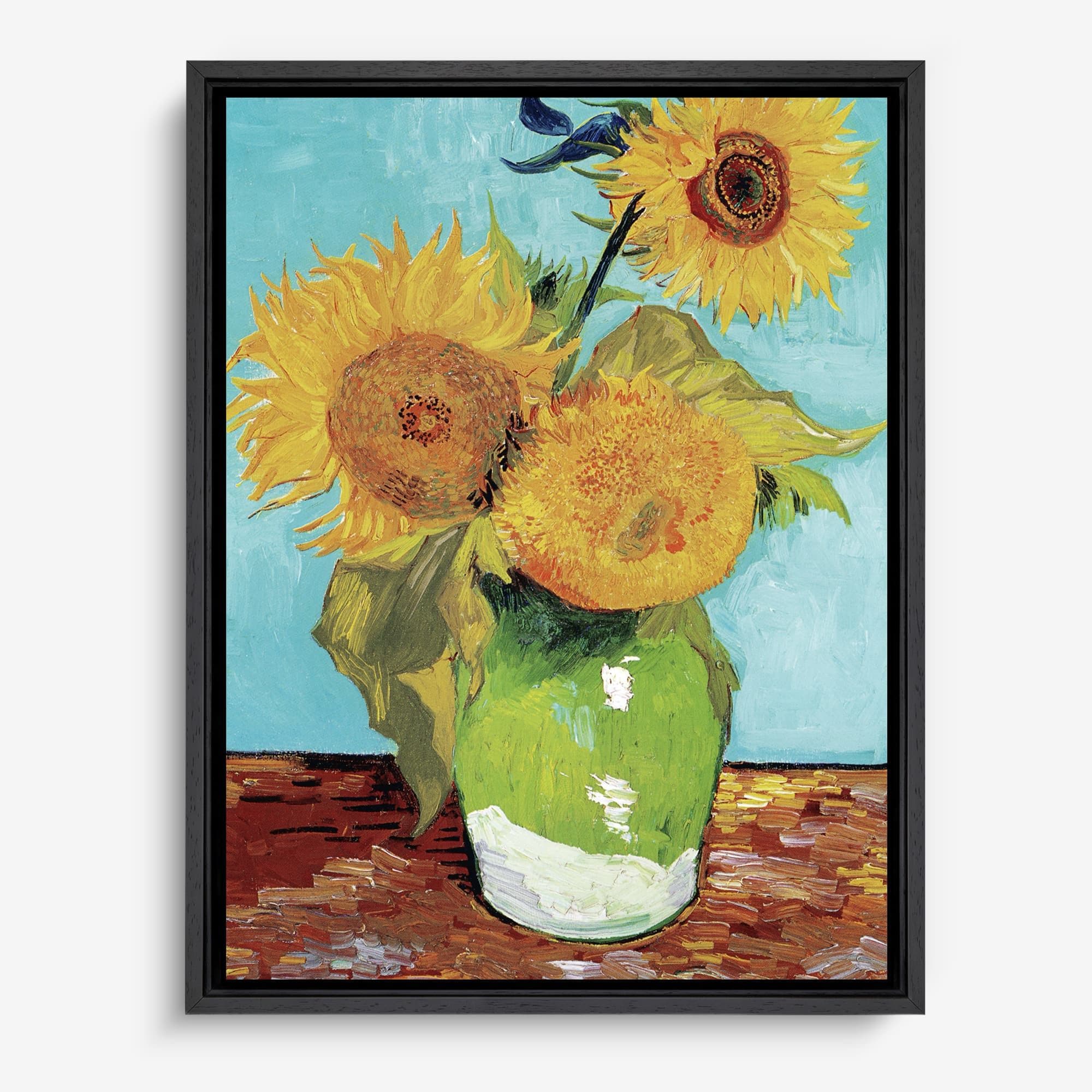 Vaas met drie zonnebloemen - Vincent van Gogh Canvas schilderij