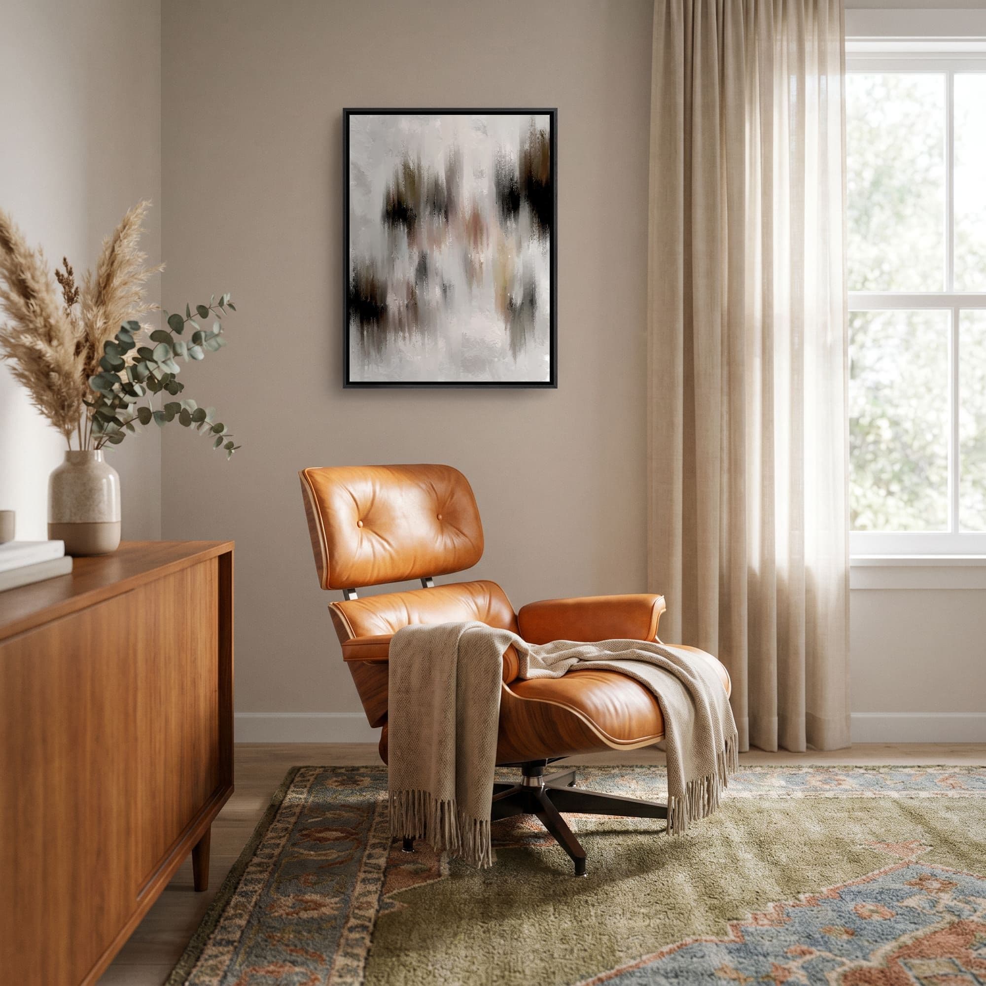 Smoky Brush Haze Canvas schilderij, sfeer woonkamer