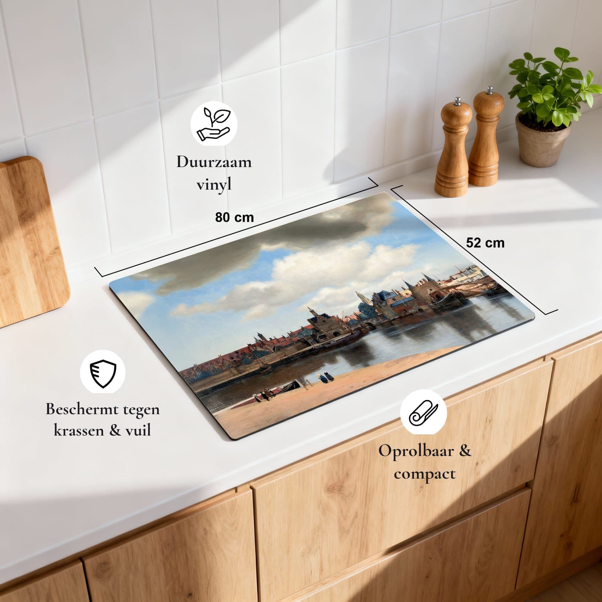 Gezicht op Delft Inductiebeschermer, productfoto 1