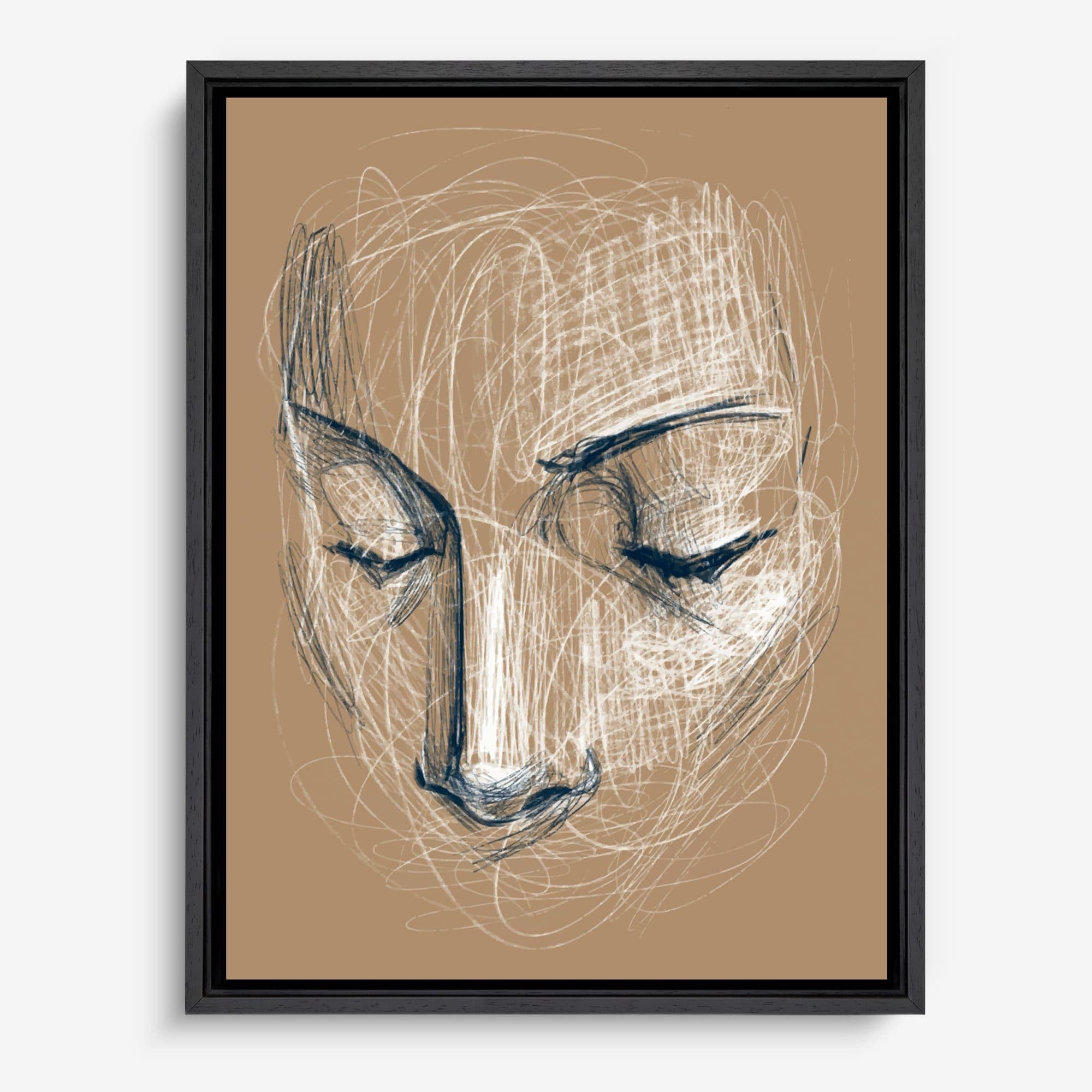 Serene Gezicht Schets Canvas schilderij