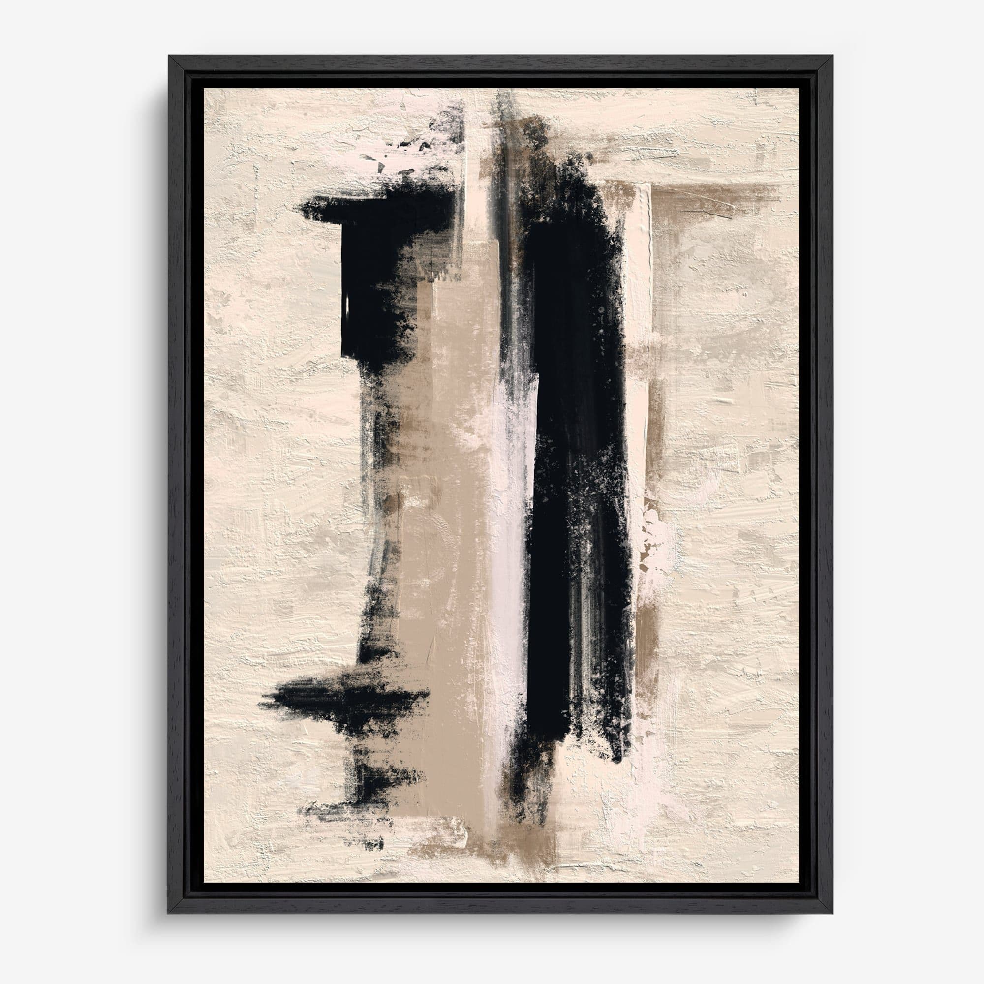Abstract Zwart Beige Canvas schilderij