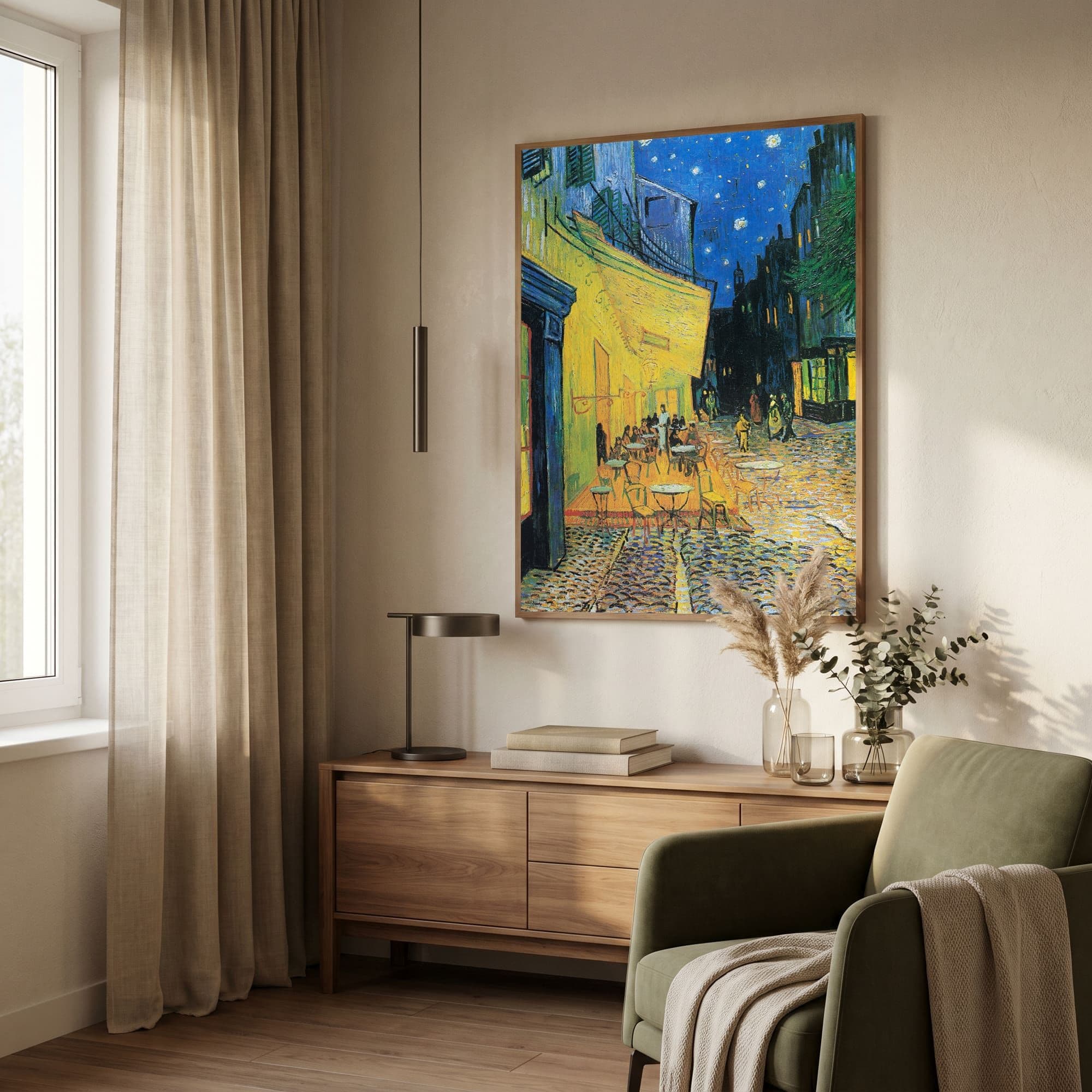 Caféterras bij nacht - Vincent van Gogh, sfeer woonkamer