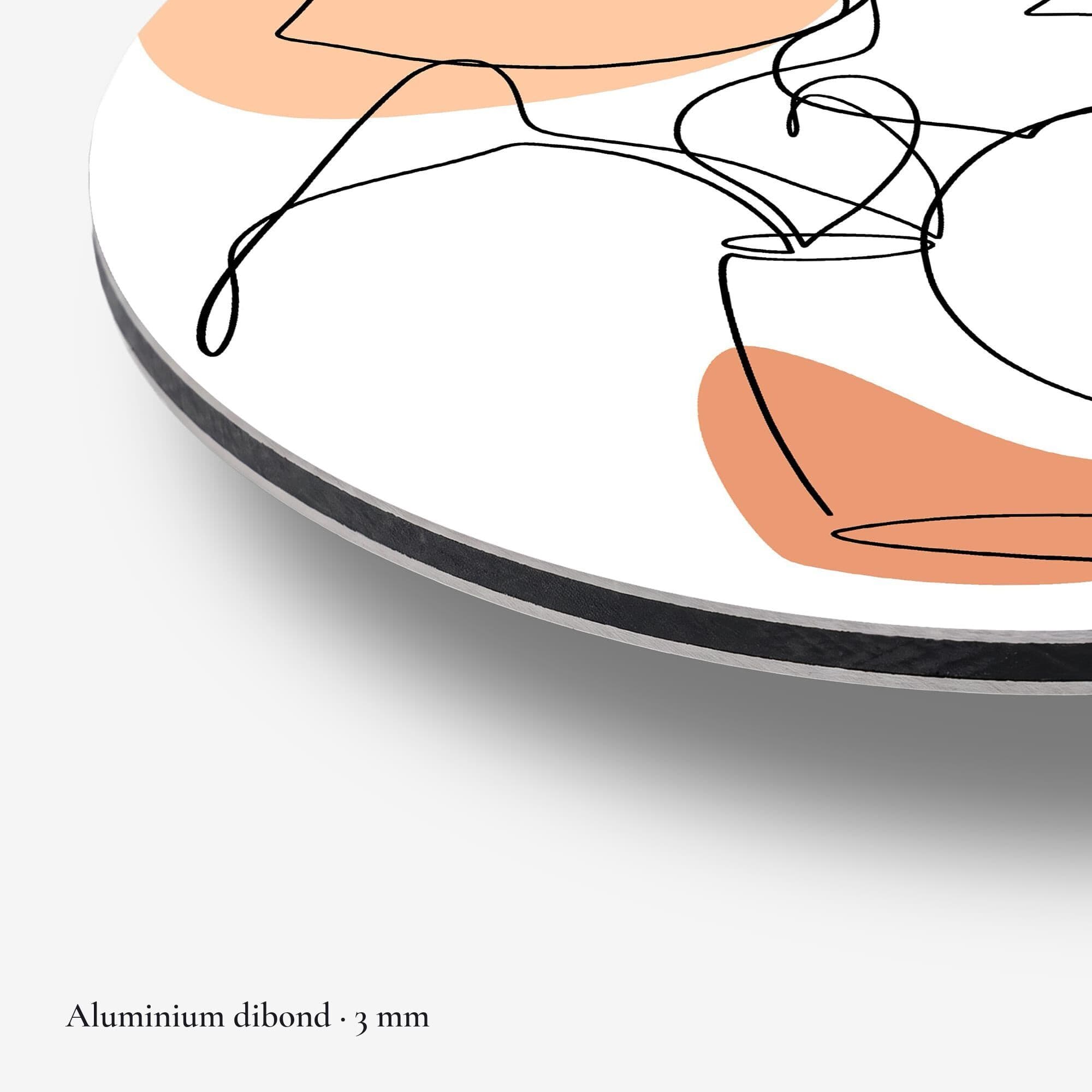 Botanical Line Art Muurcirkel, detail rand dibond