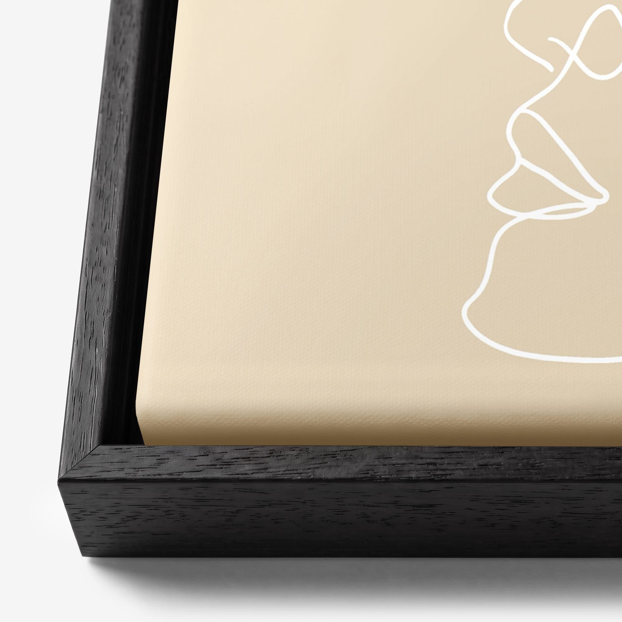 Line Art Silhouet Canvas schilderij, detail frame