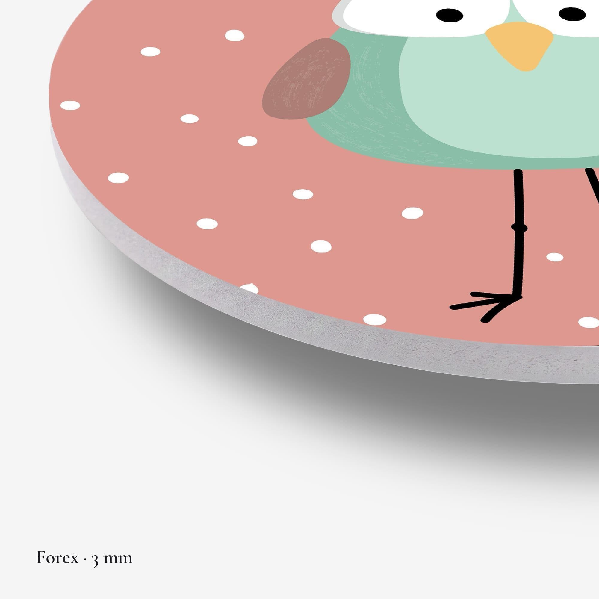 Grappig Vogeltje Roze Muurcirkel, detail rand forex