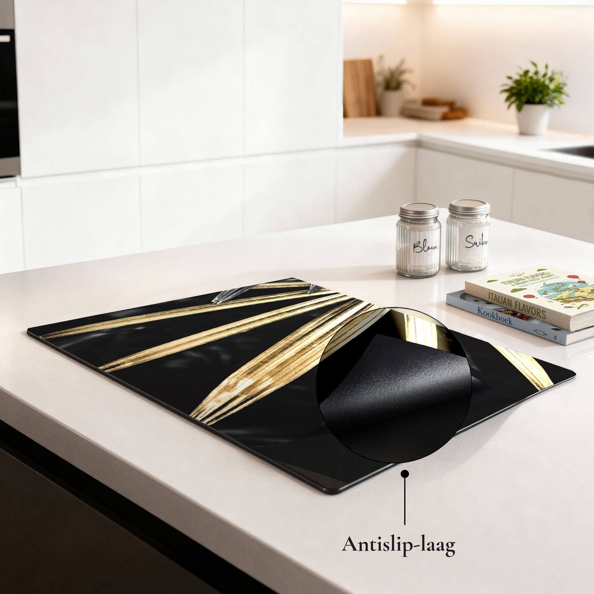 Golden Palm Leaves Inductiebeschermer, sfeer aanrecht