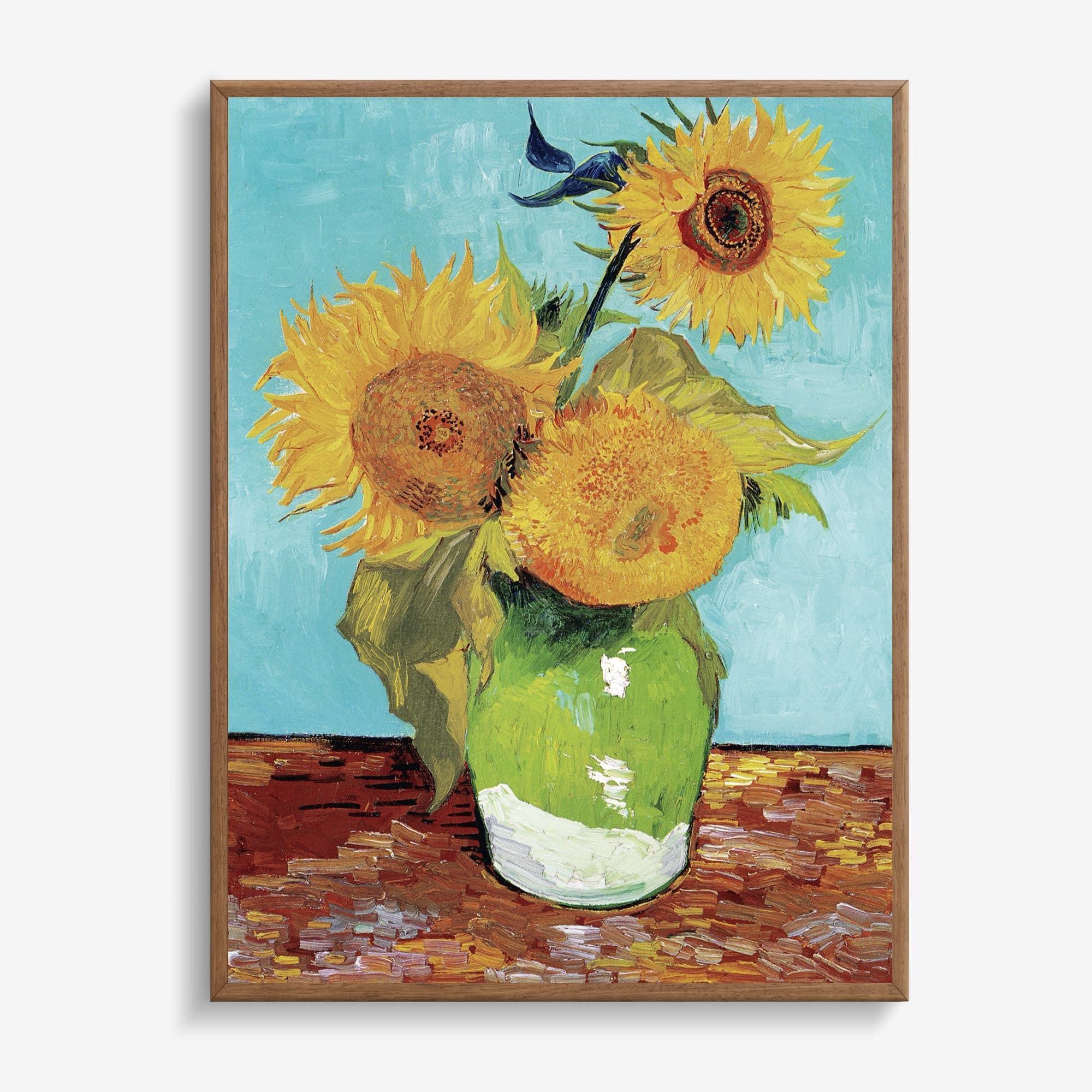 Vaas met drie zonnebloemen - Vincent van Gogh