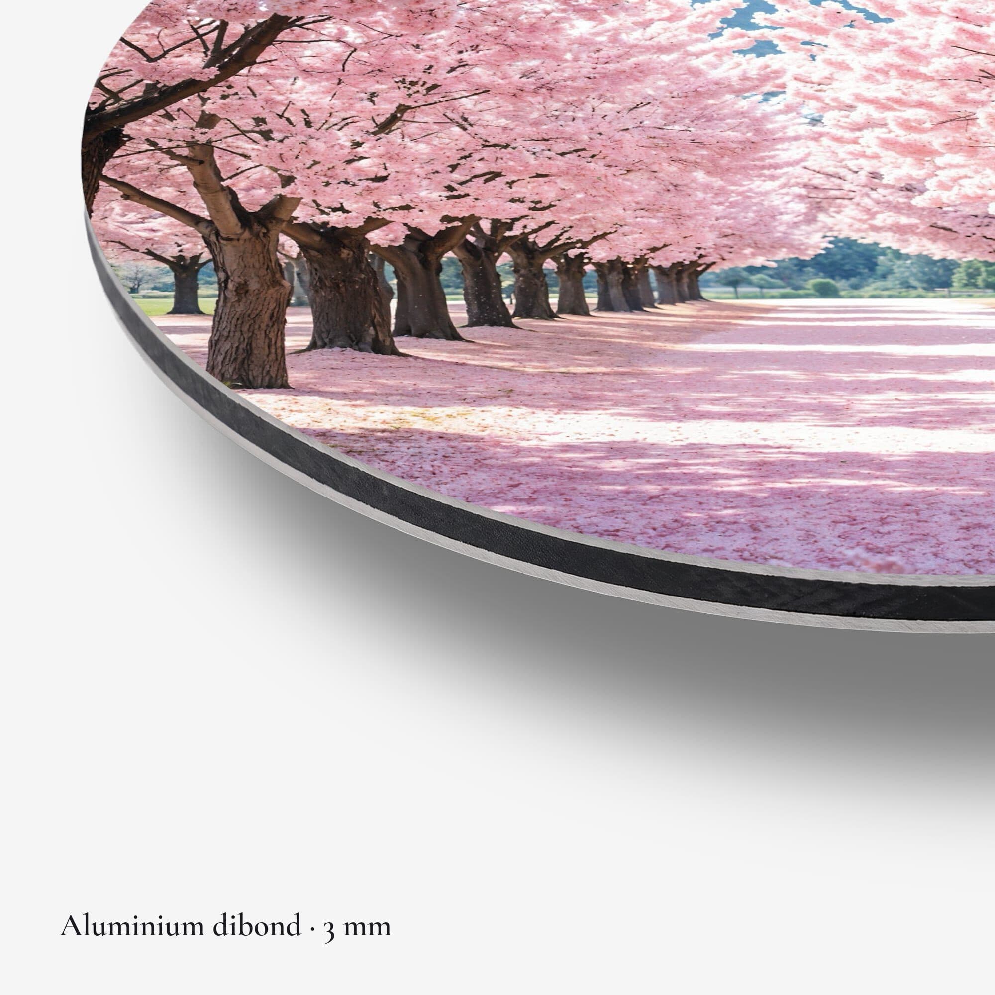 Sakura Bliss Muurcirkel, detail rand dibond