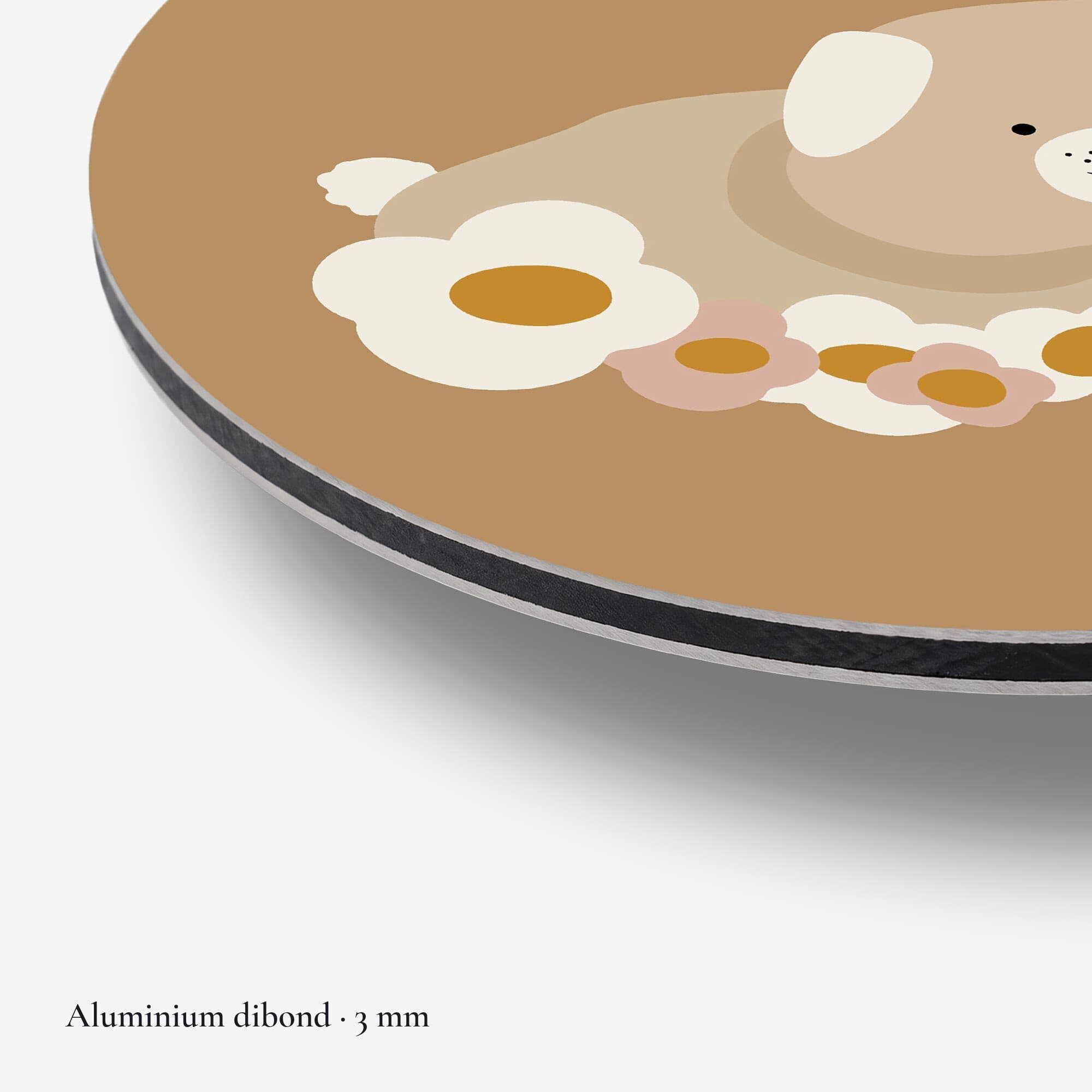 Bunny Bloom Muurcirkel, detail rand dibond
