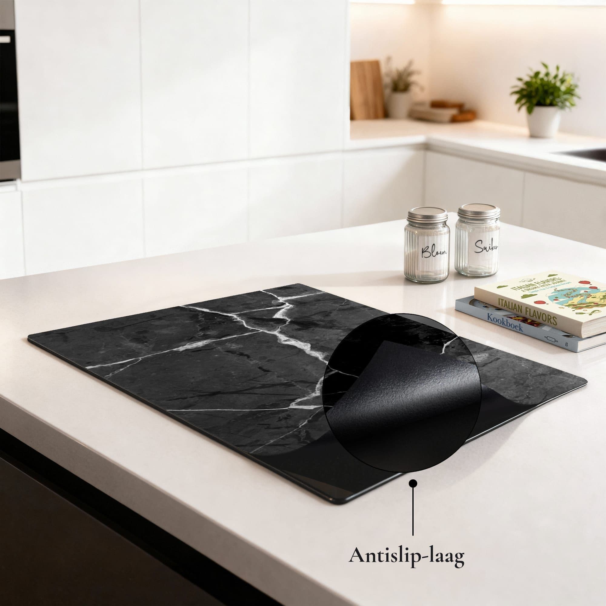 Marble Charcoal Inductiebeschermer, sfeer aanrecht