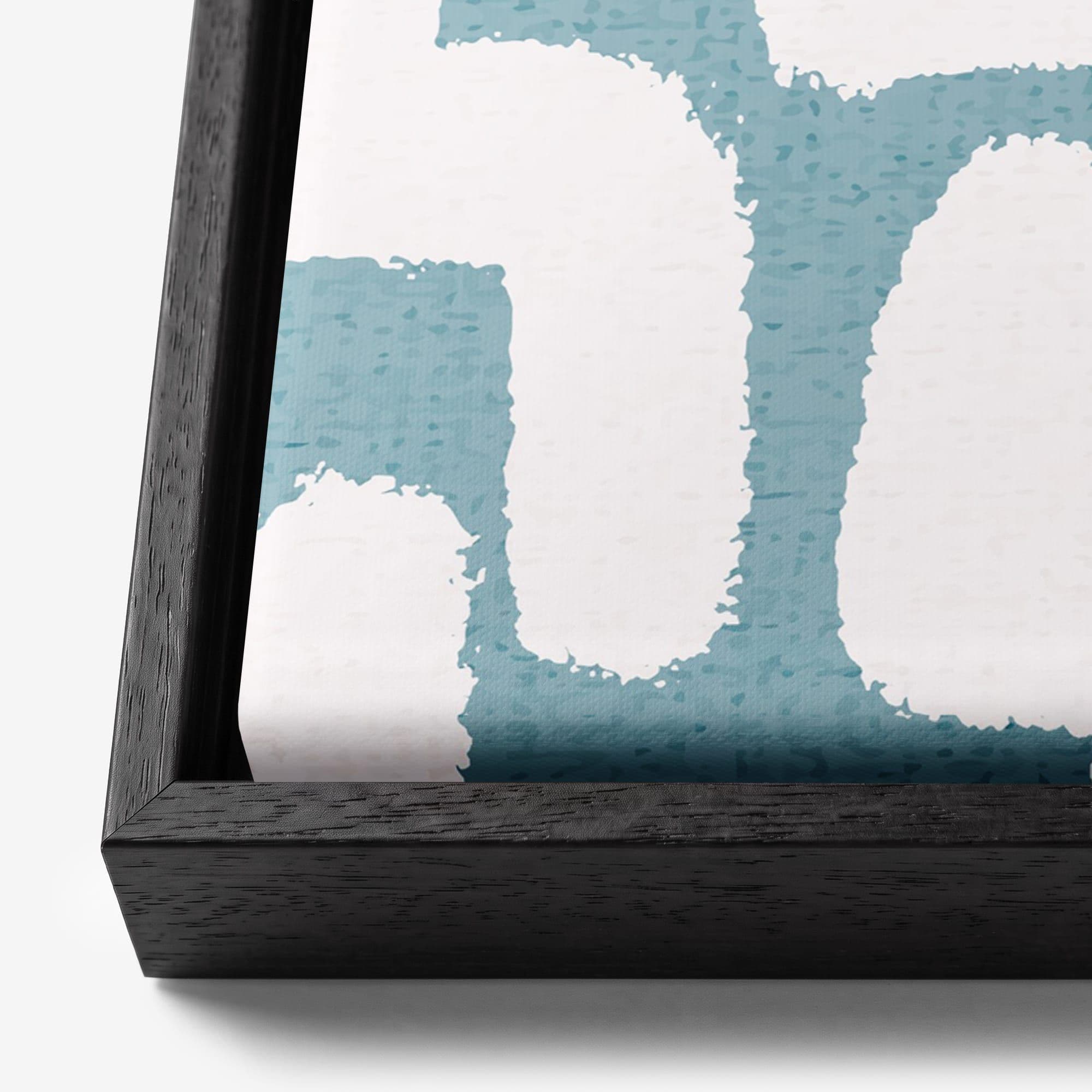 Japandi Maze Teal Canvas schilderij, detail frame