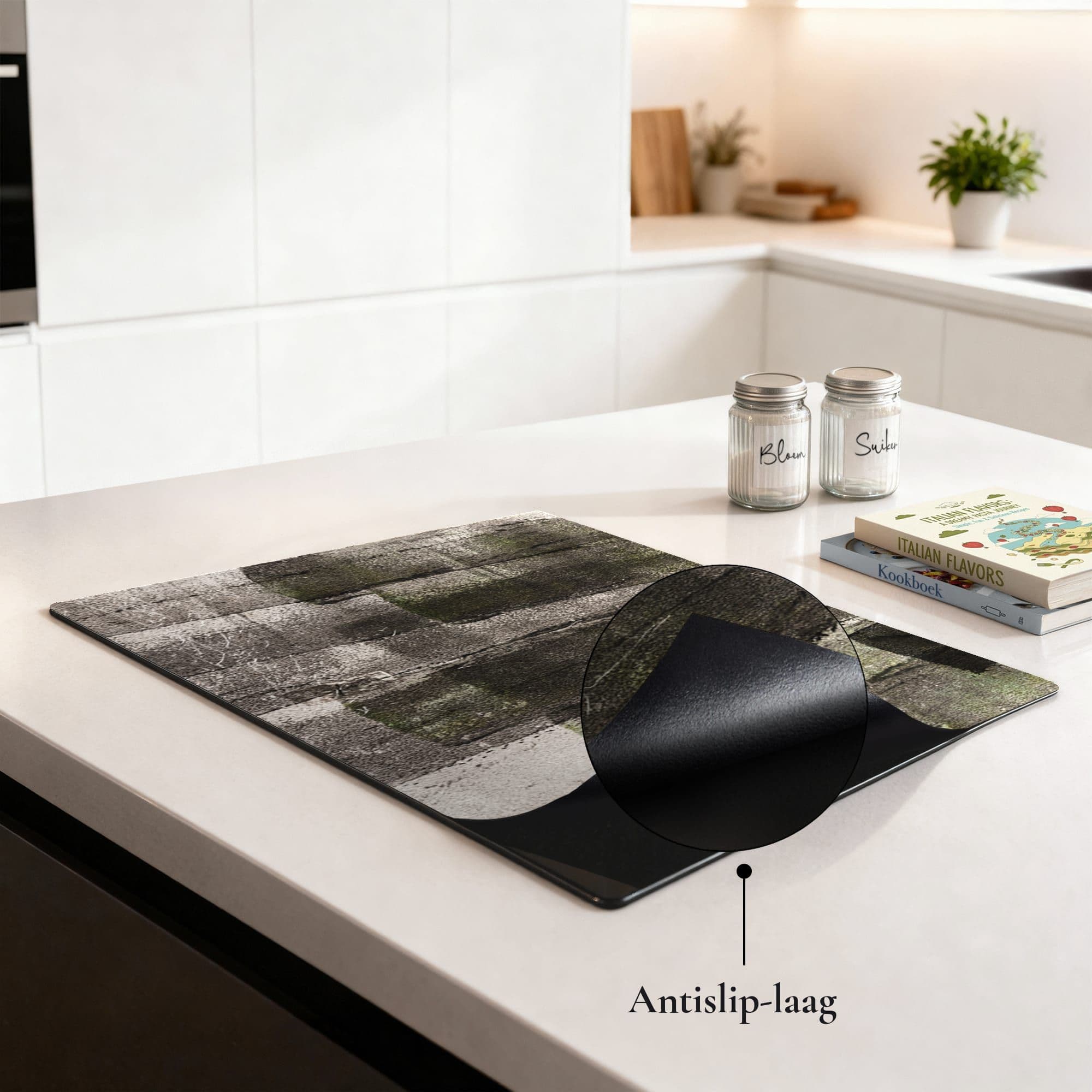 Concrete Moss Panel Inductiebeschermer, sfeer aanrecht