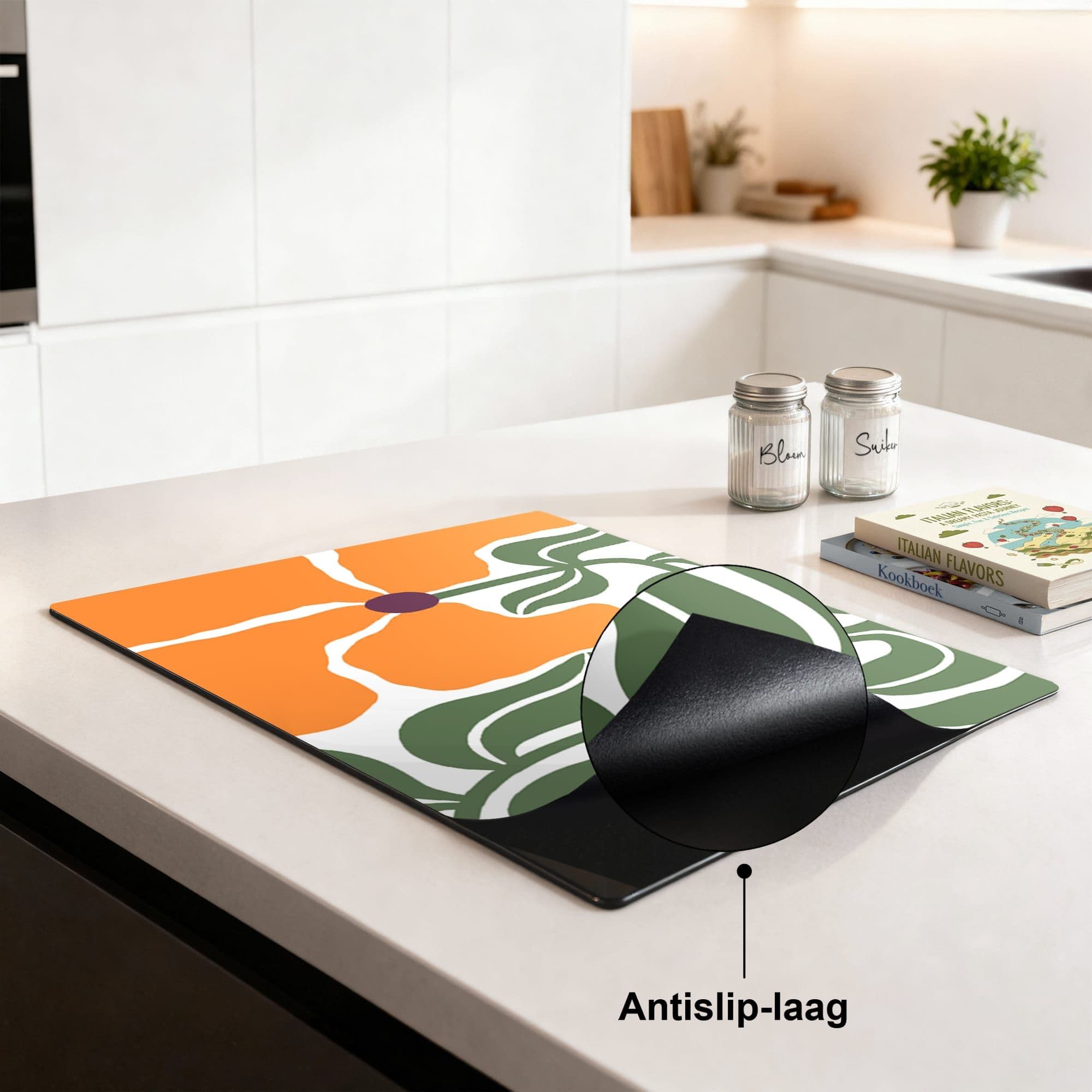 Botanical Bold Bloom Inductiebeschermer, sfeer aanrecht