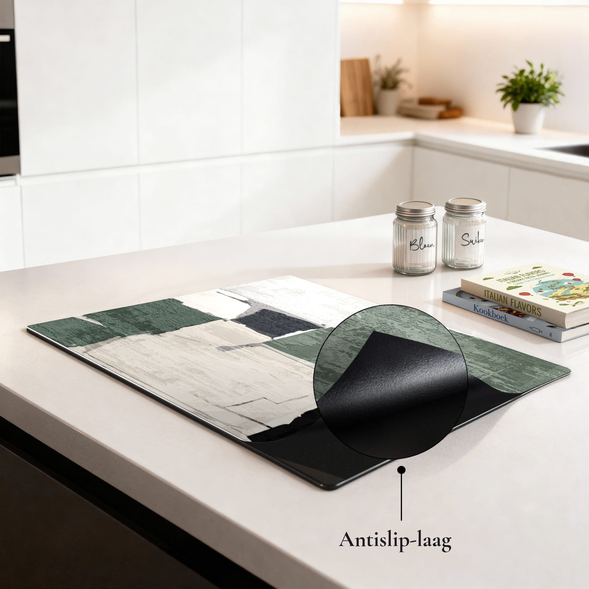 Concrete Block Green Inductiebeschermer, sfeer aanrecht
