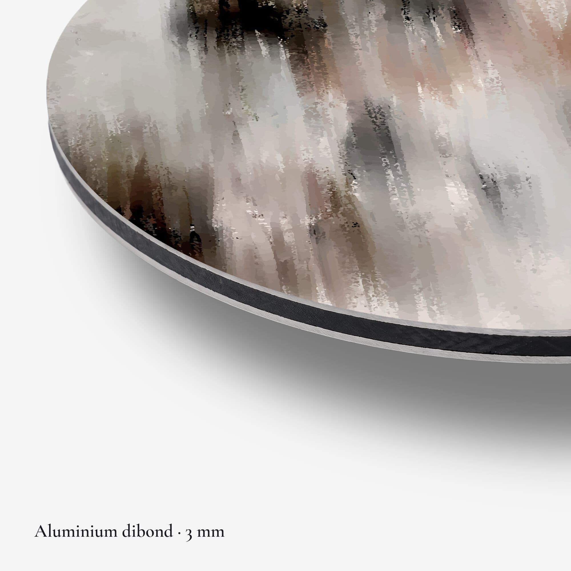 Smoky Brush Haze Muurcirkel, detail rand dibond